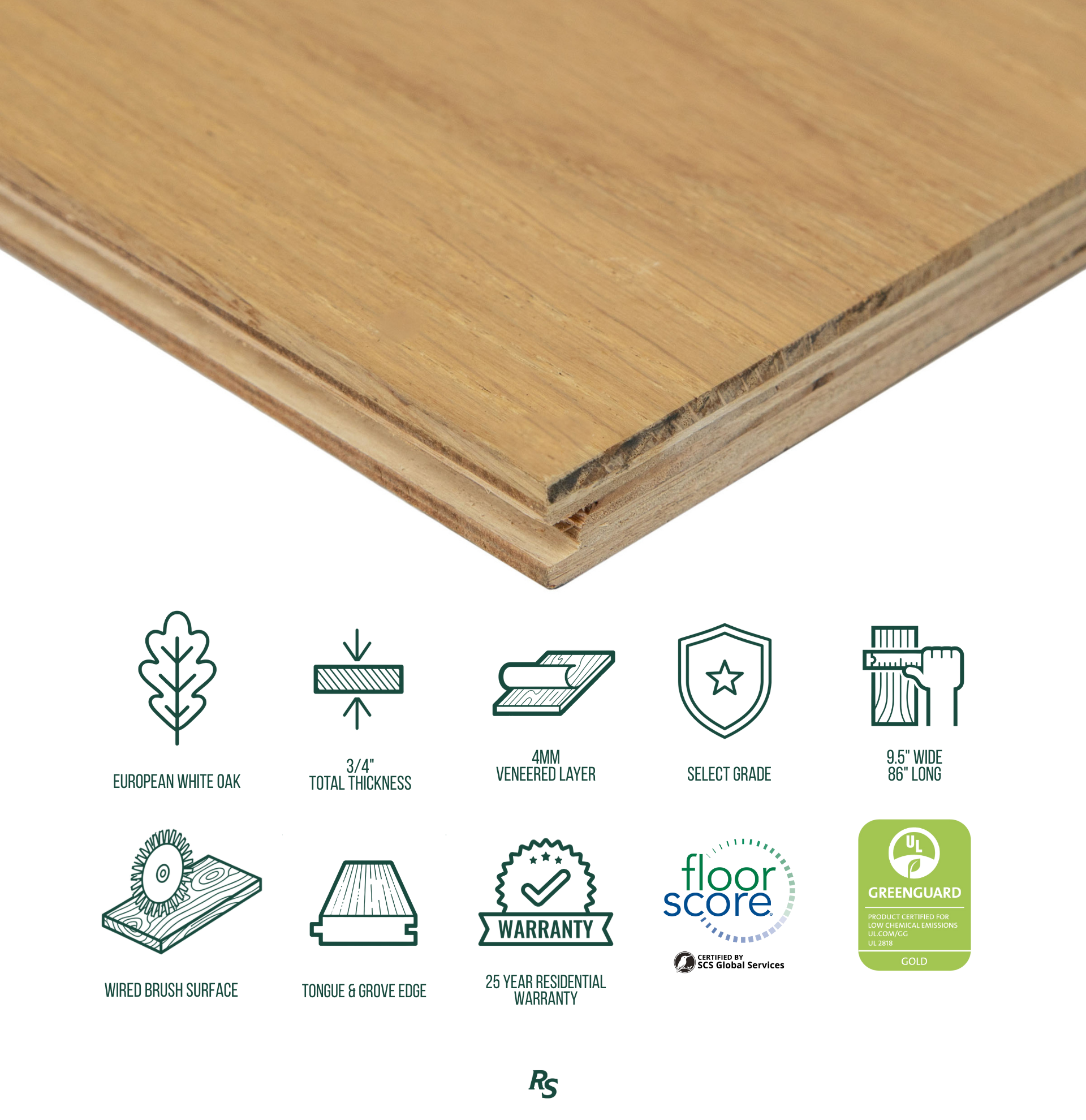 No. 20 Engineered Wood Flooring showing light golden brown European white oak with matte wire brush finish from Engineered Wood Flooring (only)