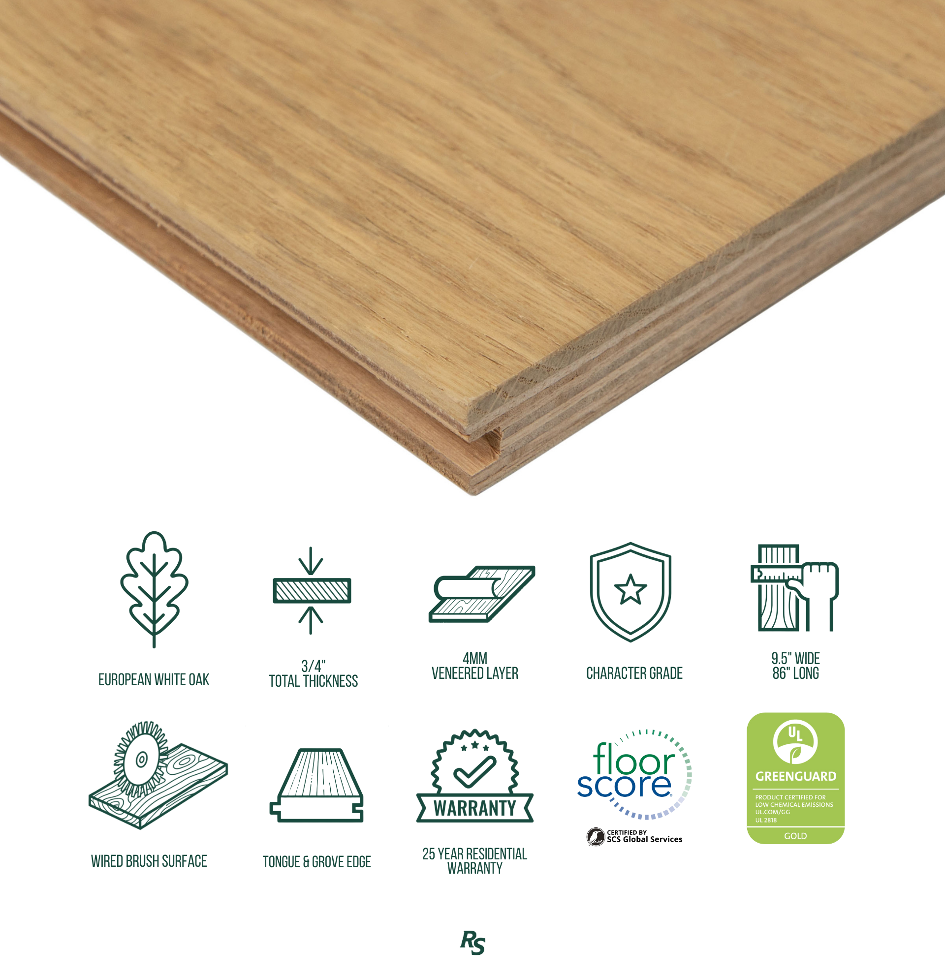 No. 22 Engineered Wood Flooring in warm honey brown and beige tones with European white oak and matte wire brush finish from Engineered Hardwood Flooring (& trims) collection