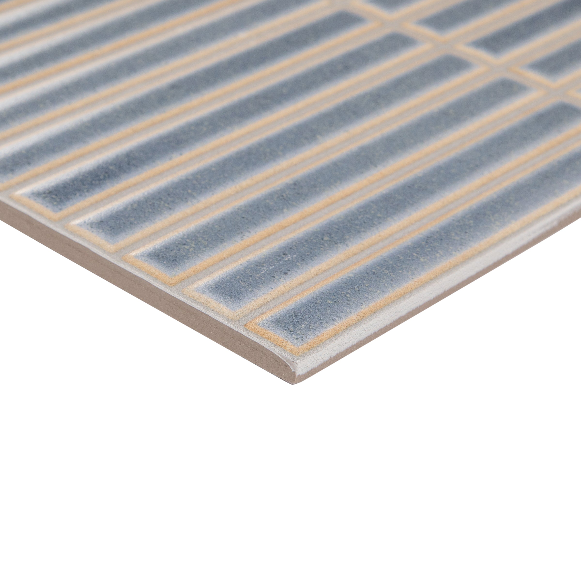 Navy 3D Gloss Porcelain Tile Sample from Porcelain SAMPLES ONLY collection with textured rectangular design