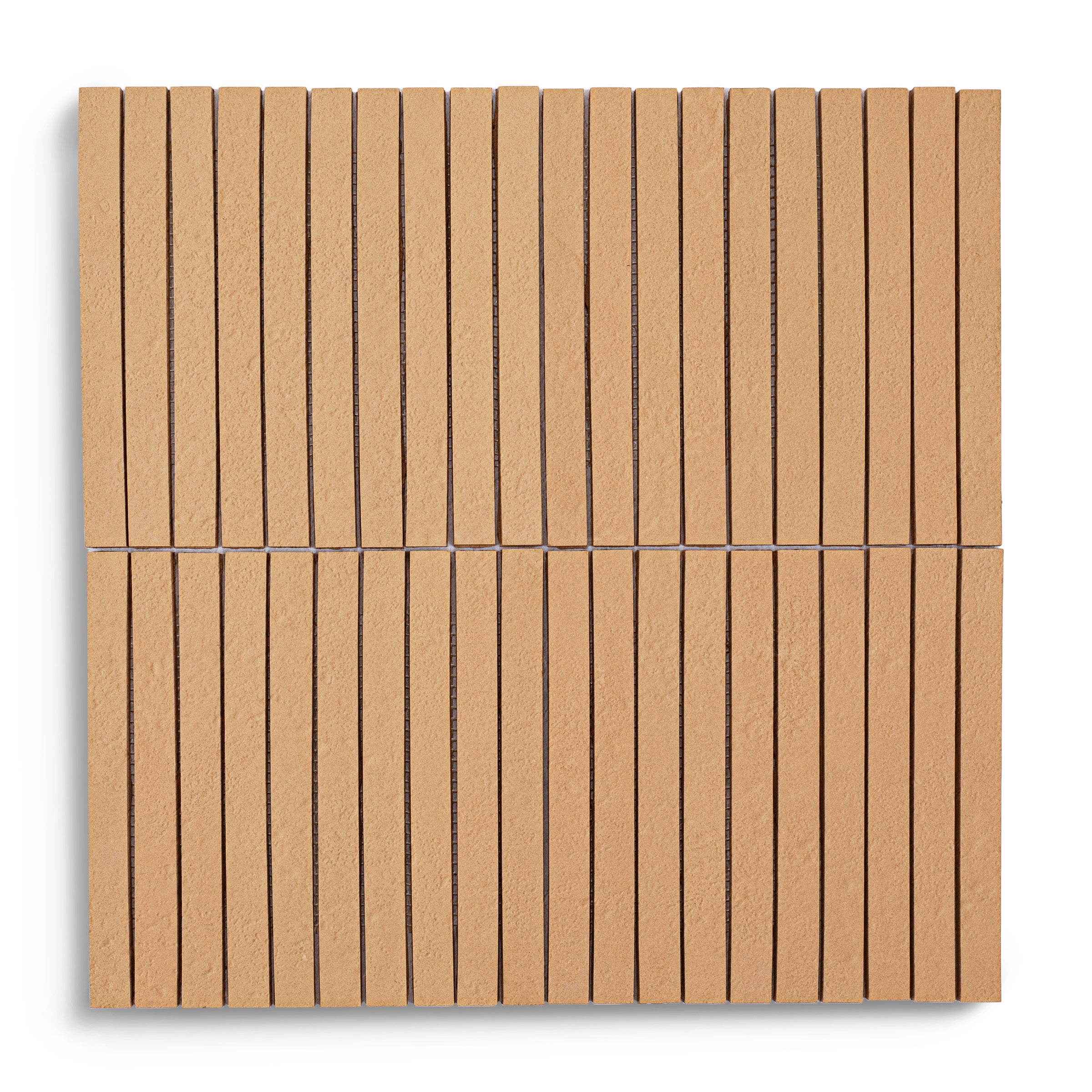Natural Stripes Textured Terracotta Mosaic showing small format terracotta tile in warm earthy tones from Reno Source collections.