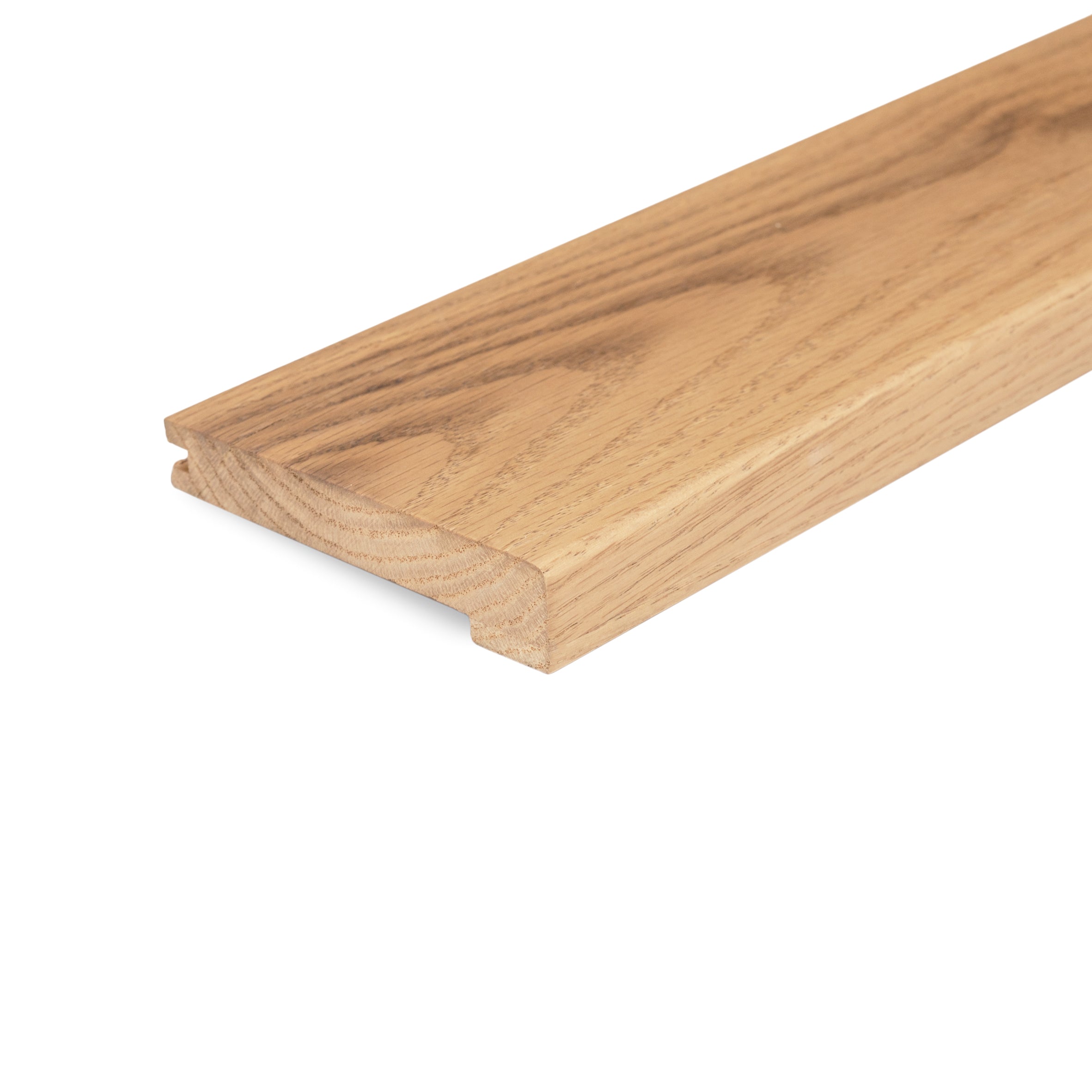 No. 8 Squared Wood Stair Nose in brown and beige European white oak for Engineered Hardwood Flooring and Trims at Reno Source