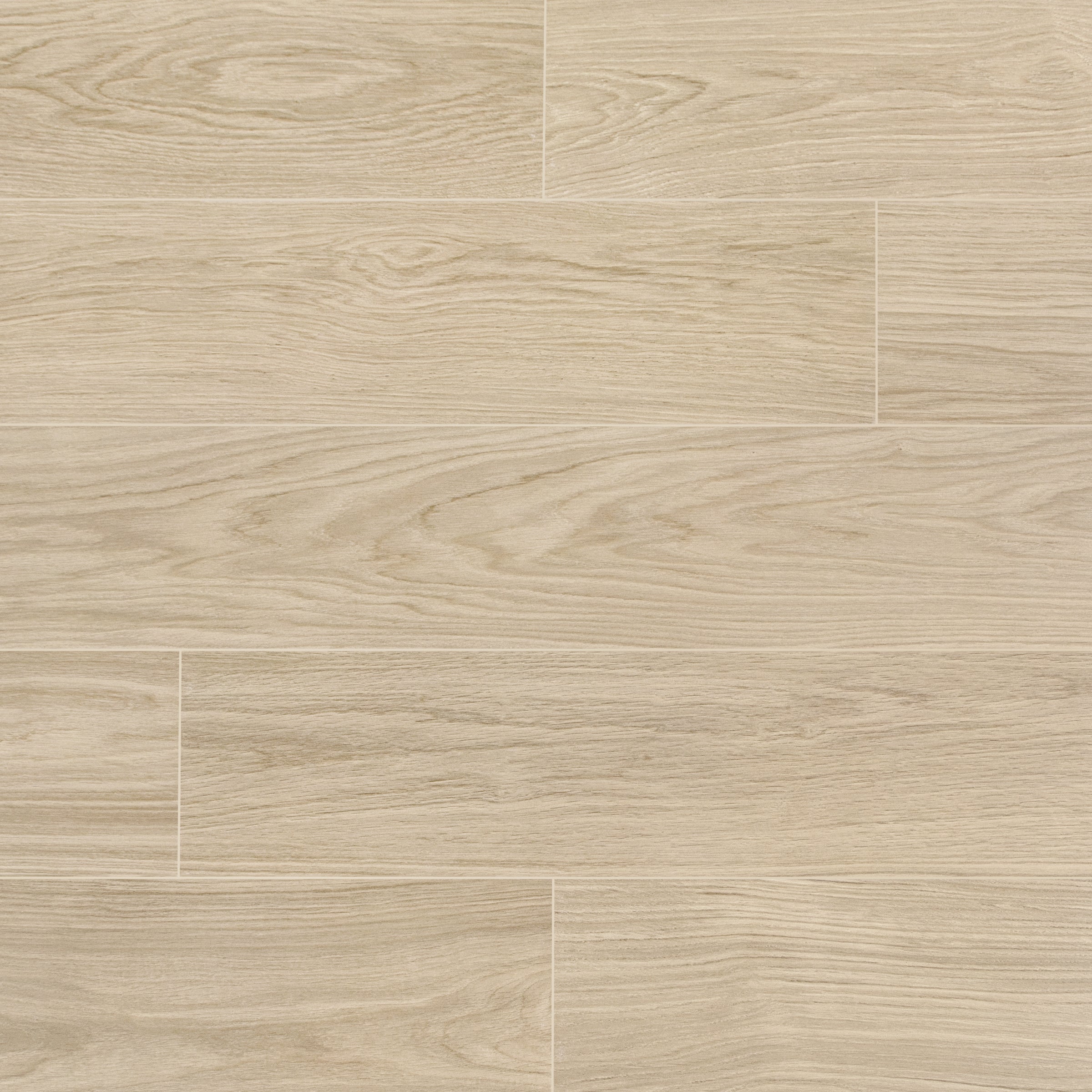 Ecru 8x48 Wood Look Porcelain Tile in beige and brown tones with subtle grain from Wood Edition Porcelain Tiles collection