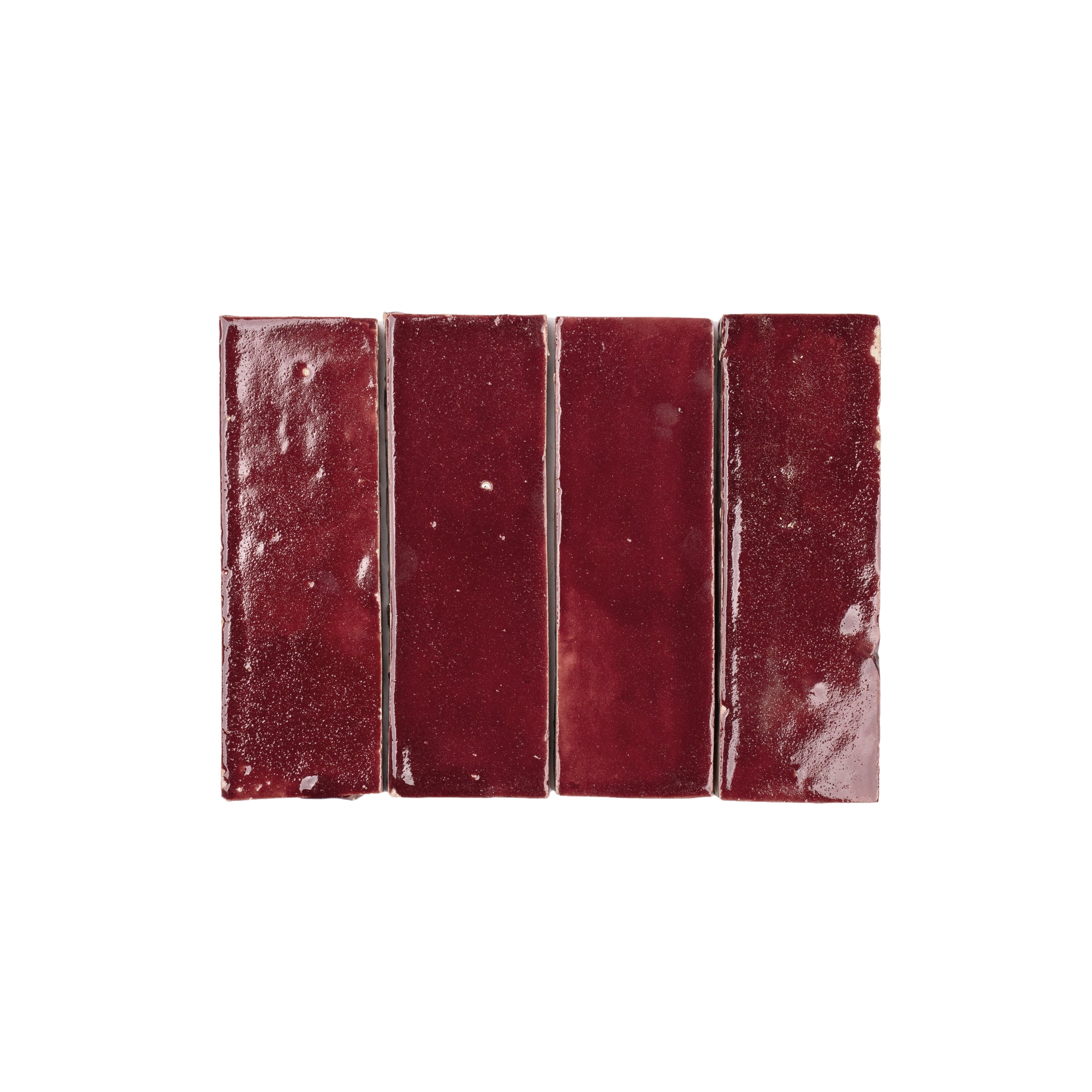 Oxblood Glazed Zellige Plinth in deep red terracotta with handmade Moroccan glaze from Small Format Tiles and New Arrivals collections
