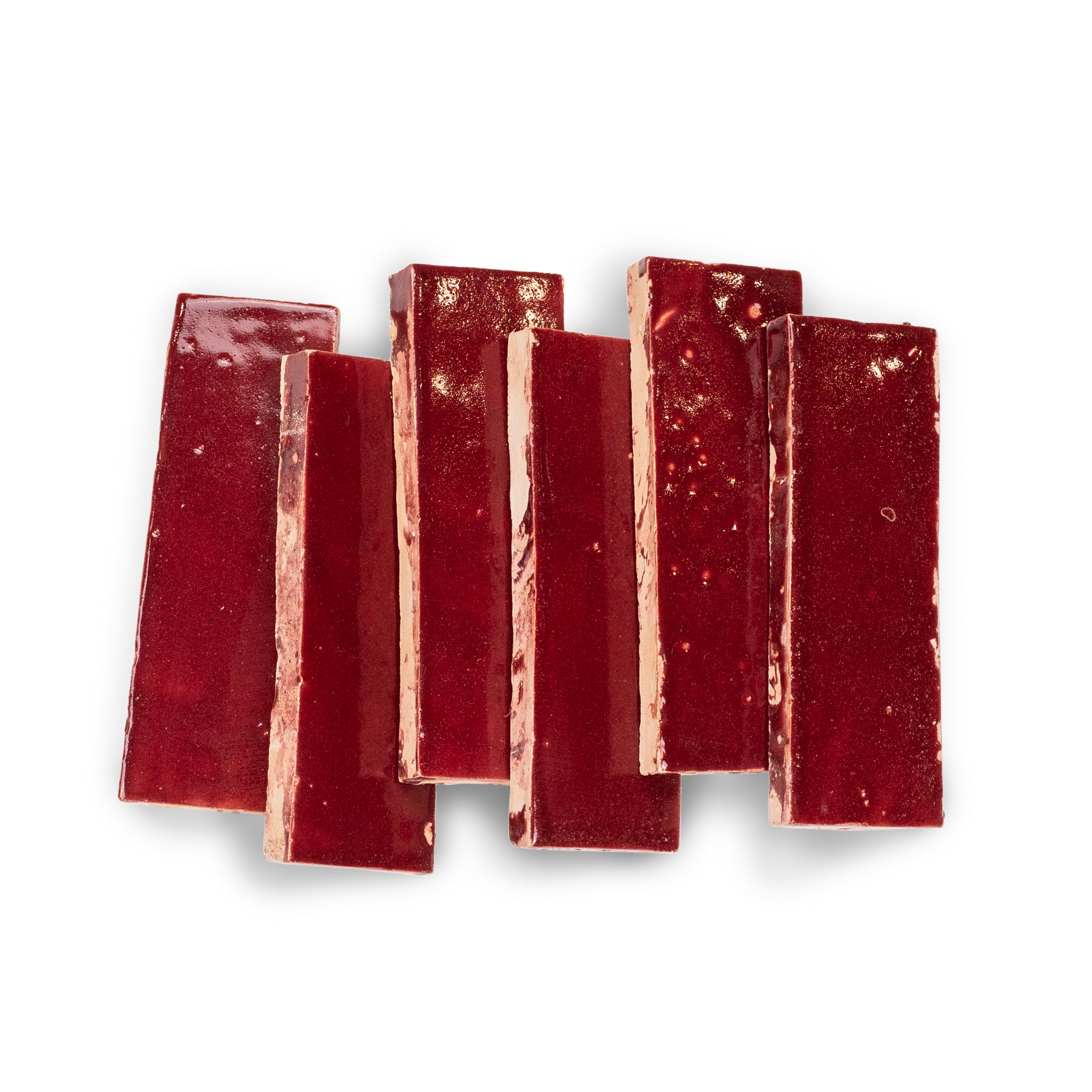 Oxblood Glazed Zellige Plinth in rich red terracotta with handmade glaze from Small Format Tiles and Handmade Moroccan Zellige Tiles collections