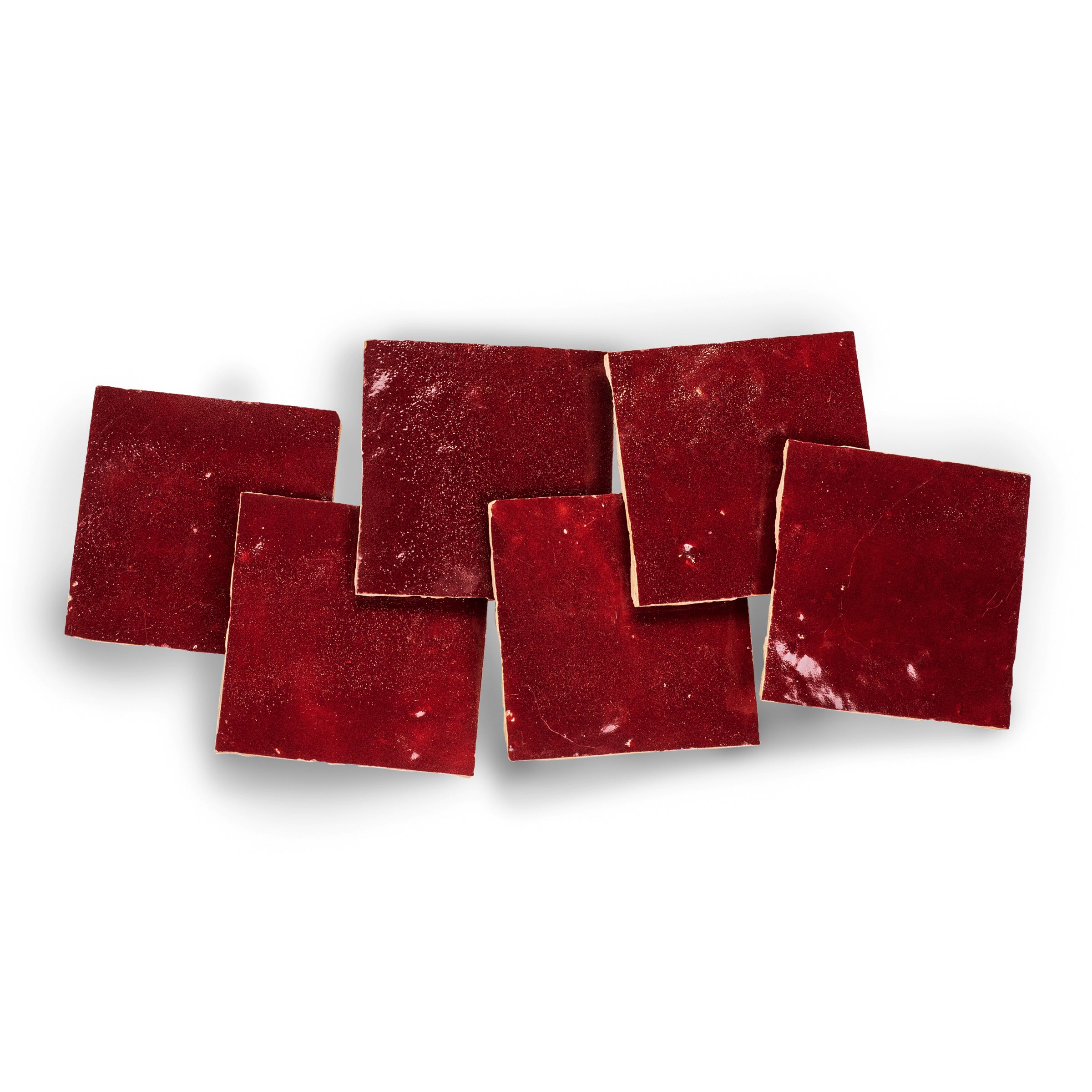 Oxblood Glazed Zellige Tile in rich red terracotta with handmade glaze variation from Small Format Tiles collection