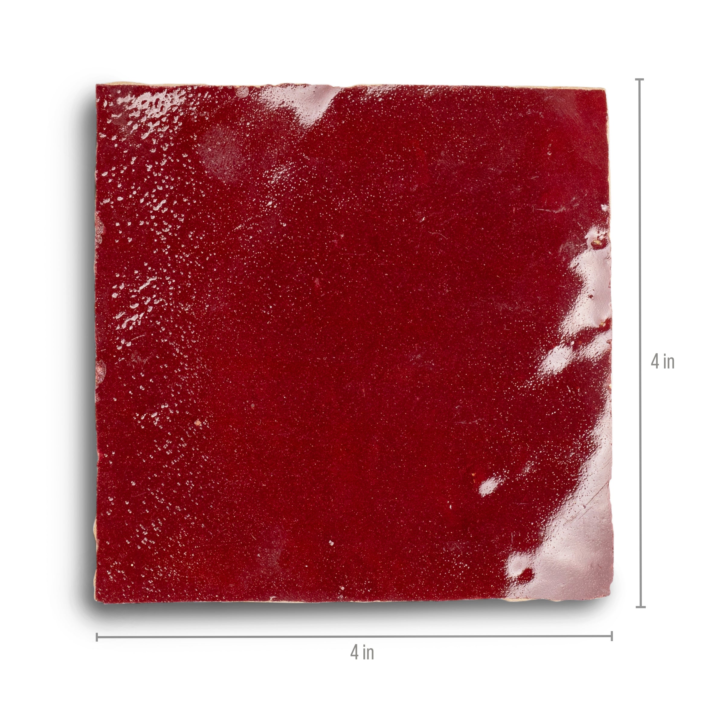Oxblood Glazed Zellige Tile in deep red terracotta with handmade glaze from Small Format Tiles and Handmade Moroccan Zellige Tiles collections