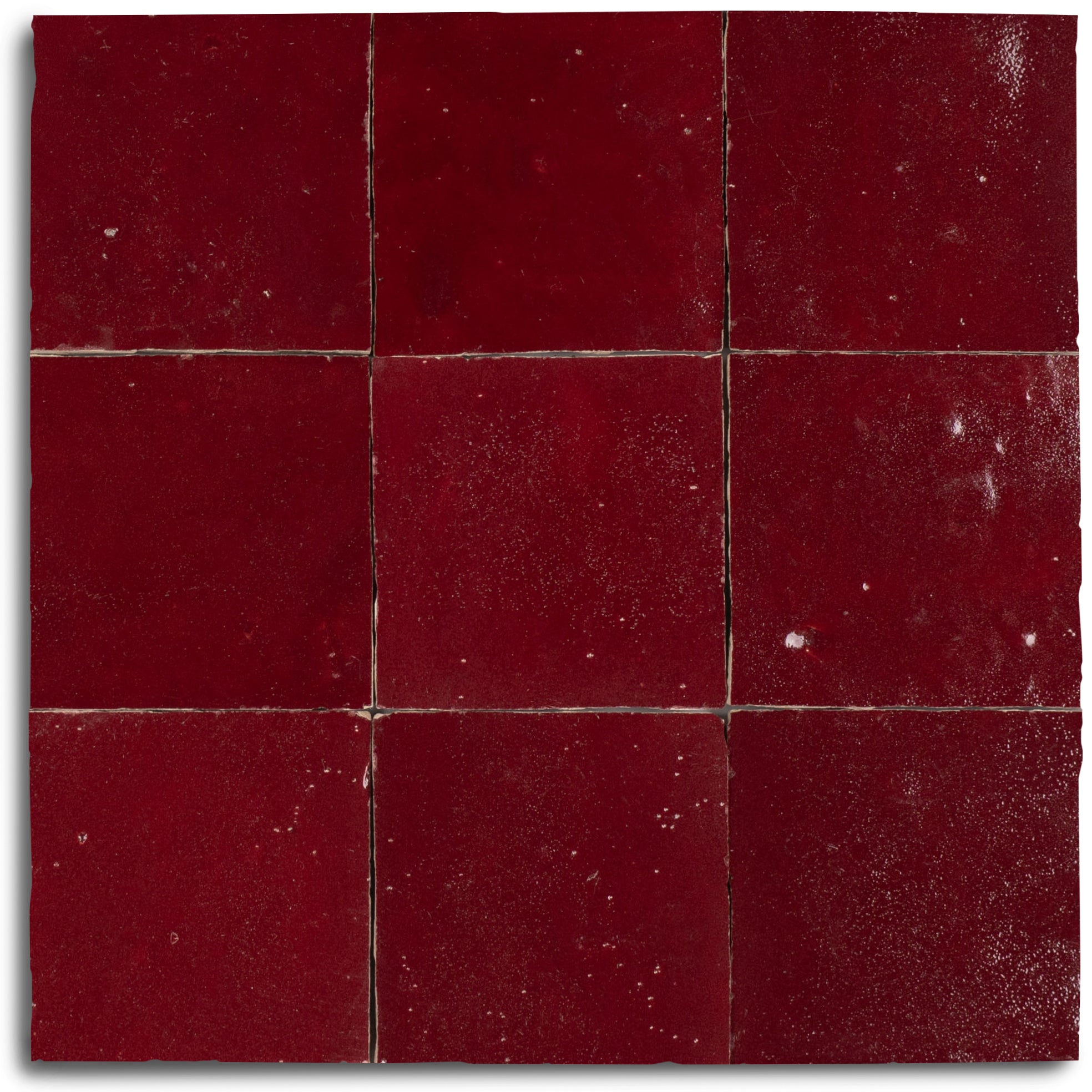 Oxblood Glazed Zellige Tile handcrafted terracotta with rich red hues from Handmade Moroccan Zellige Tiles Small Format Tiles