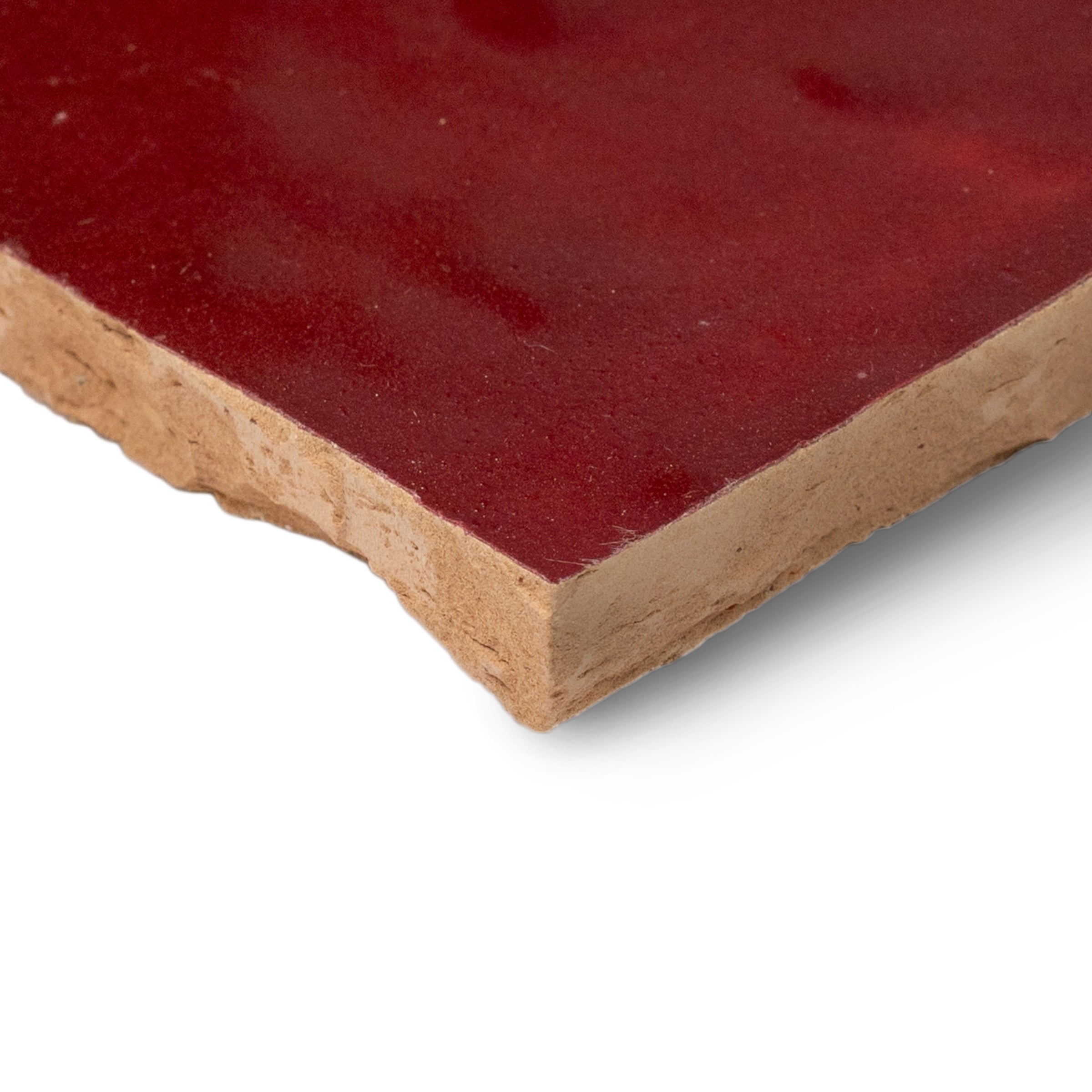 Oxblood Glazed Zellige Tile in red terracotta with a glossy handmade finish from Small Format Tiles and Handmade Moroccan Zellige Tiles collections