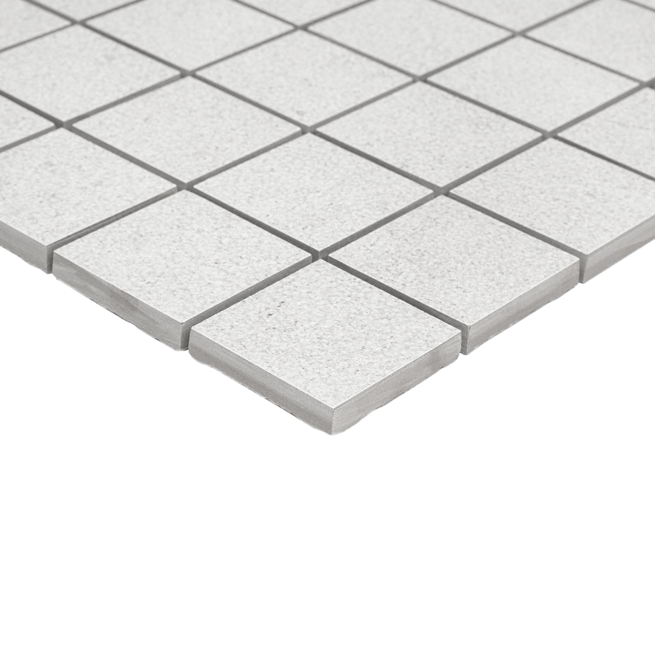 Pearl Hammered Limestone Look Matte Porcelain Mosaic in gray, white, beige from Stone Editions Porcelain Tile collection