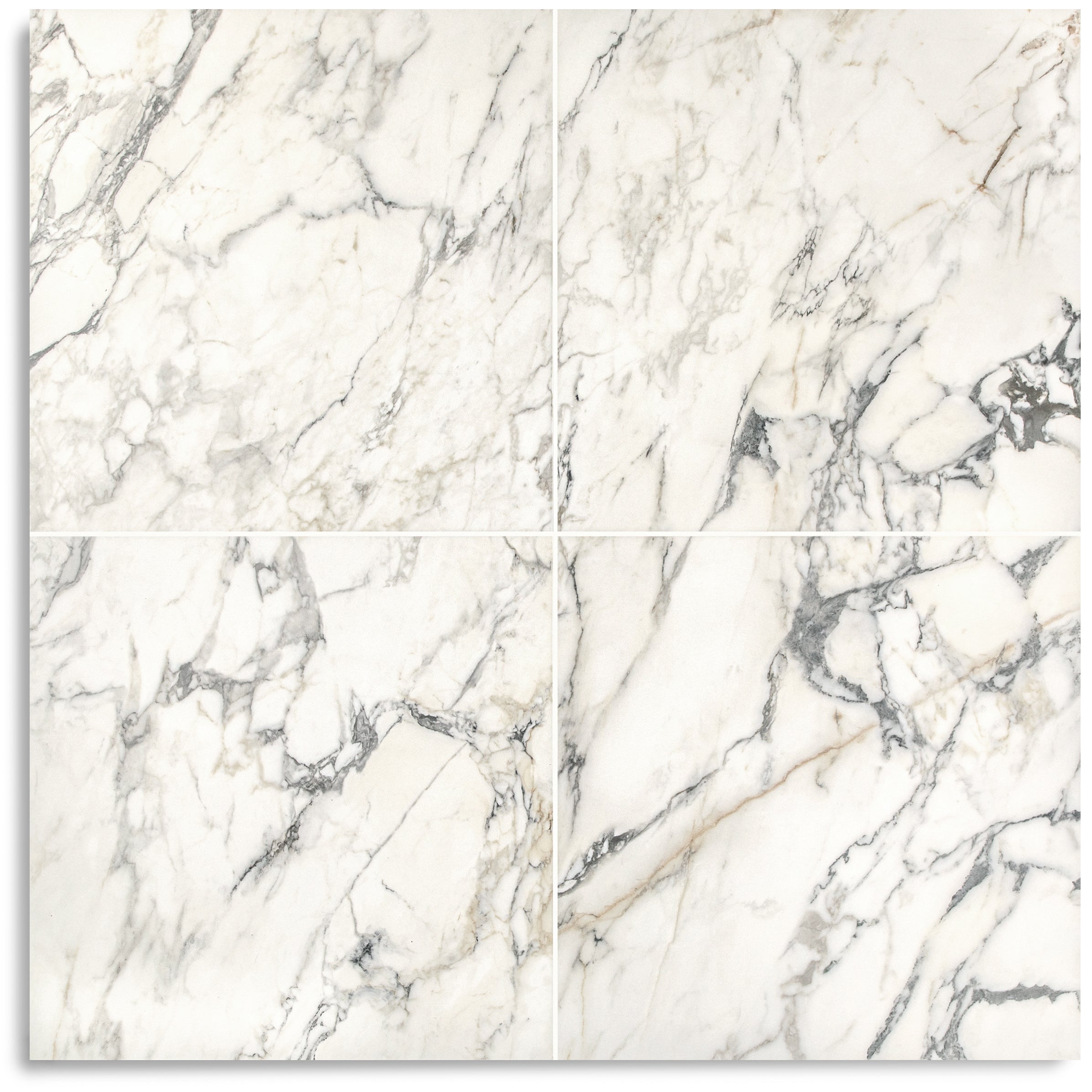 Paonazzo Matte Marble Look Porcelain Tile with white base and intricate gray and gold veining from Large Format Tiles at Reno Source