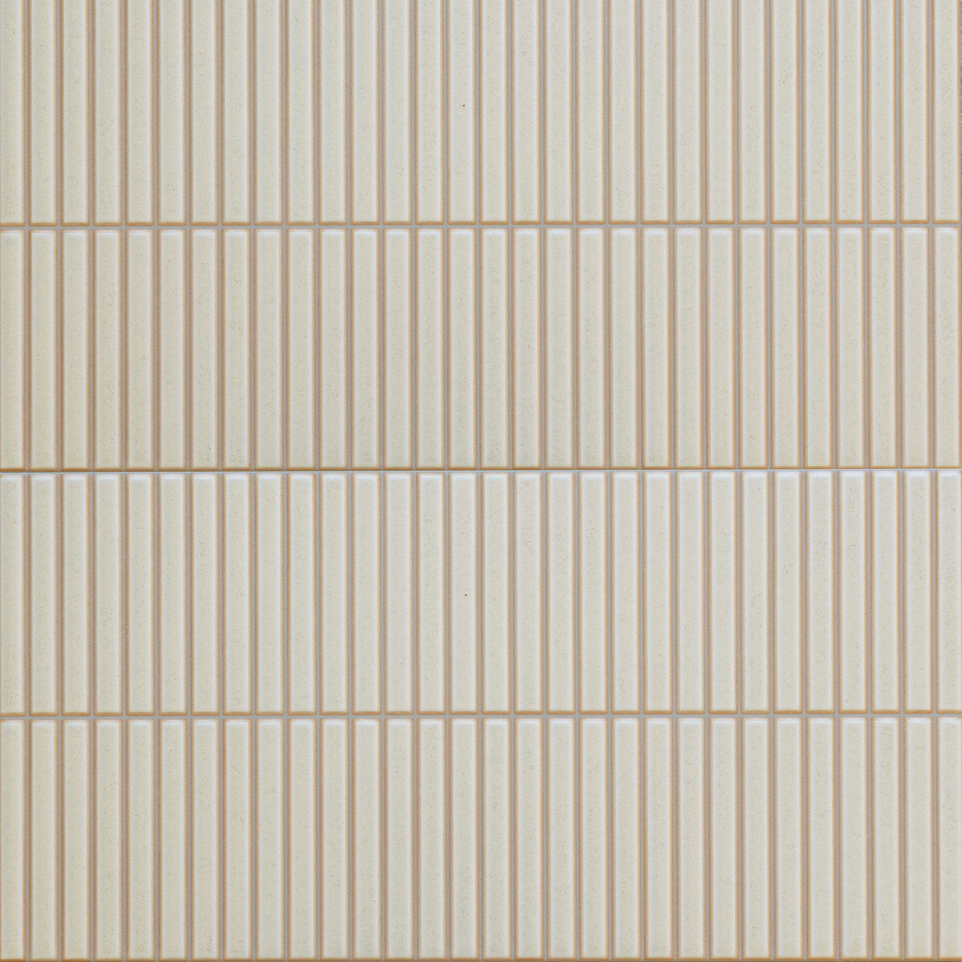 Cream textured ceramic tiles arranged in vertical and horizontal lines creating a subtle grid design pattern