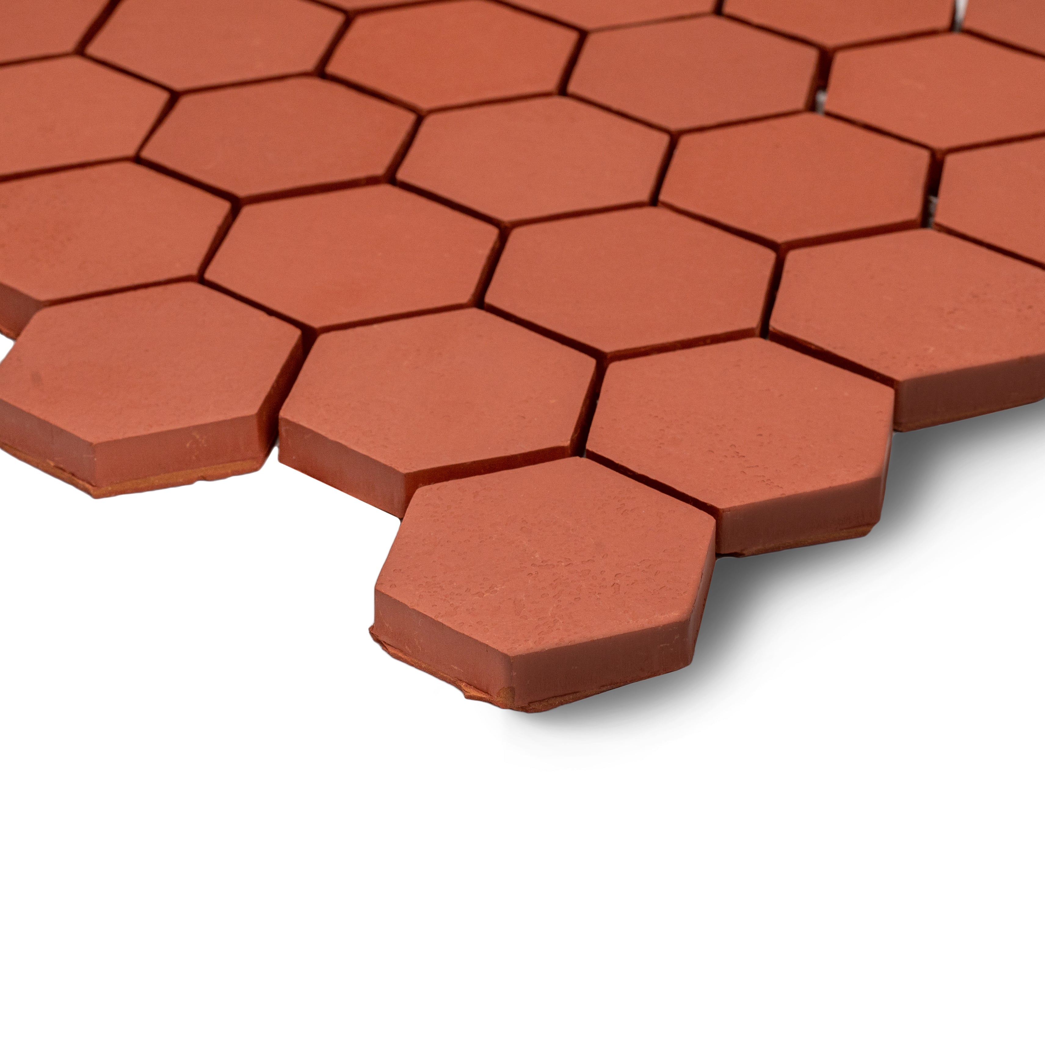 Rosso 2" Hexagon Textured Terracotta Mosaic