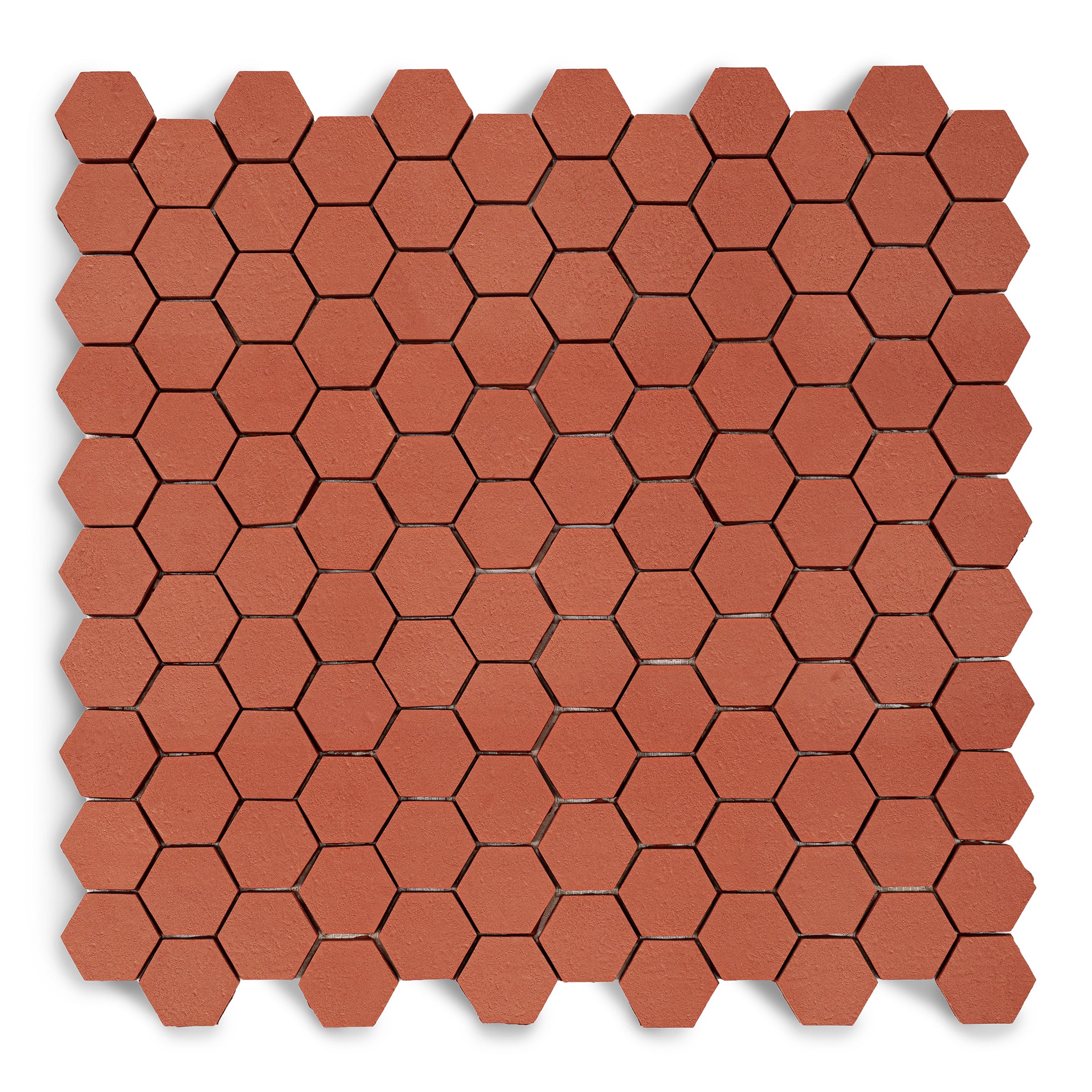 Rosso 2" Hexagon Textured Terracotta Mosaic in red terracotta with geometric pattern from Cotto Colors Terracotta Tile collection