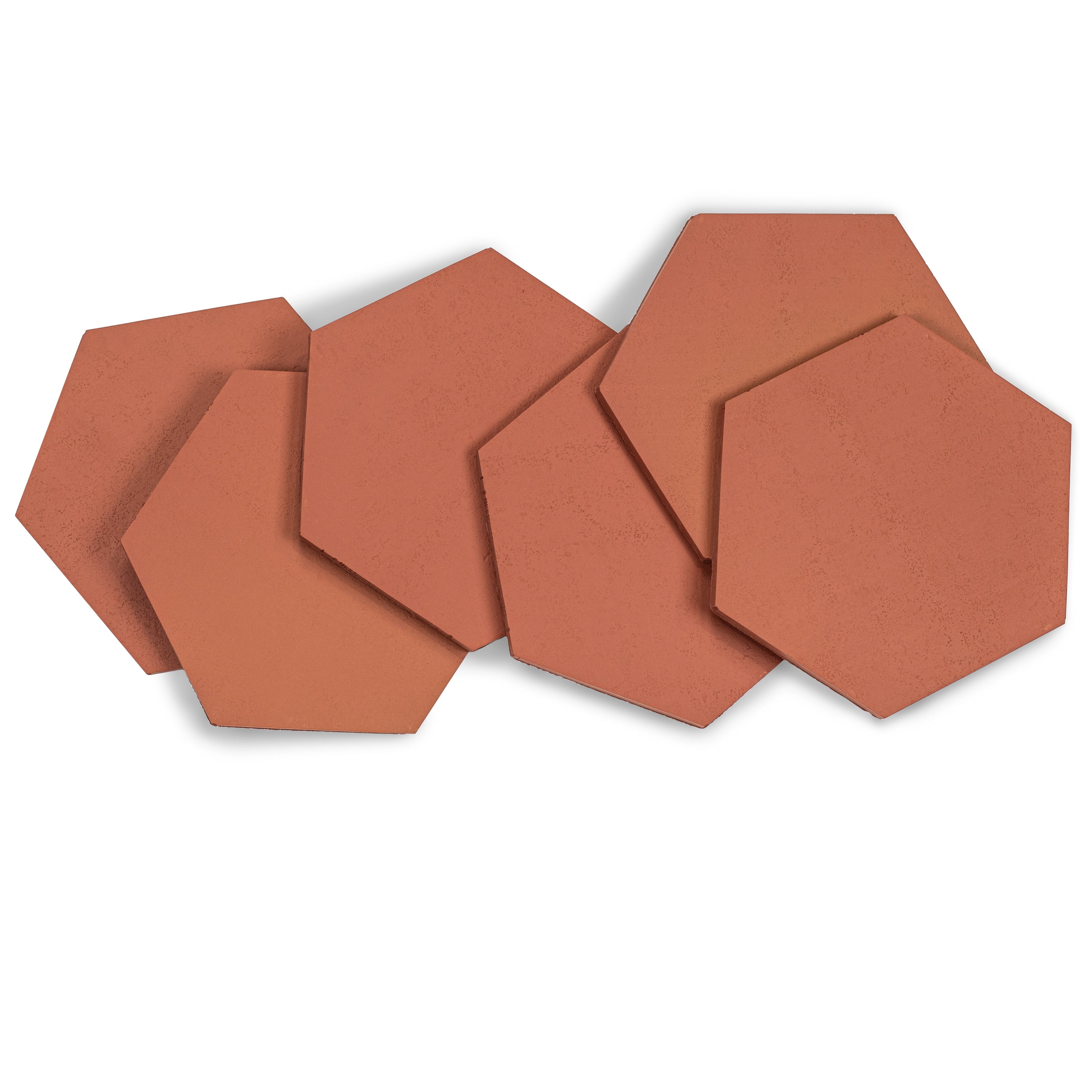 Rosso Hexagon Textured Terracotta Tile in warm red and brown terracotta from Cotto Colors Terracotta Tile collection