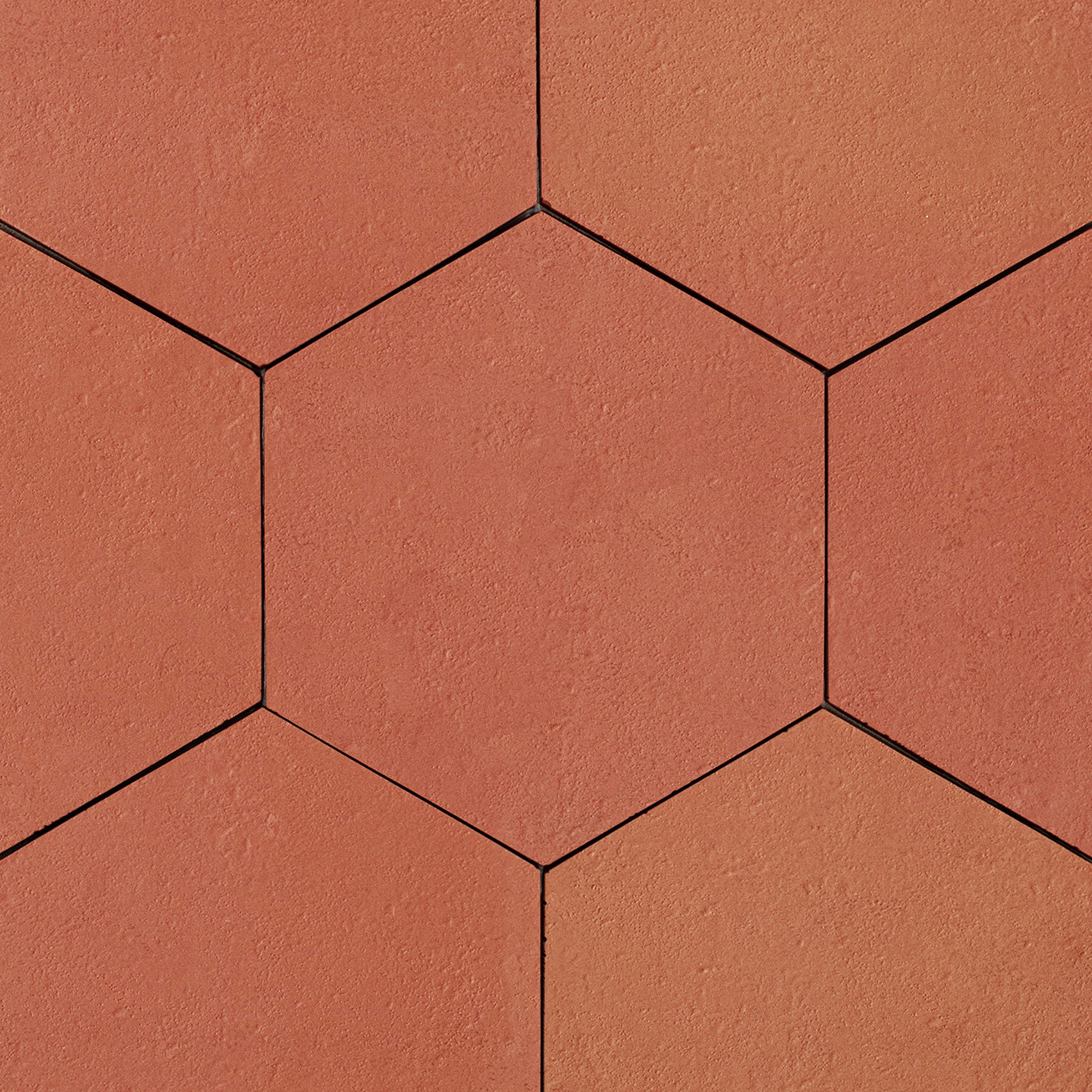 Rosso Hexagon Textured Terracotta Tile in warm red and brown terracotta from Cotto Colors Terracotta Tile collection