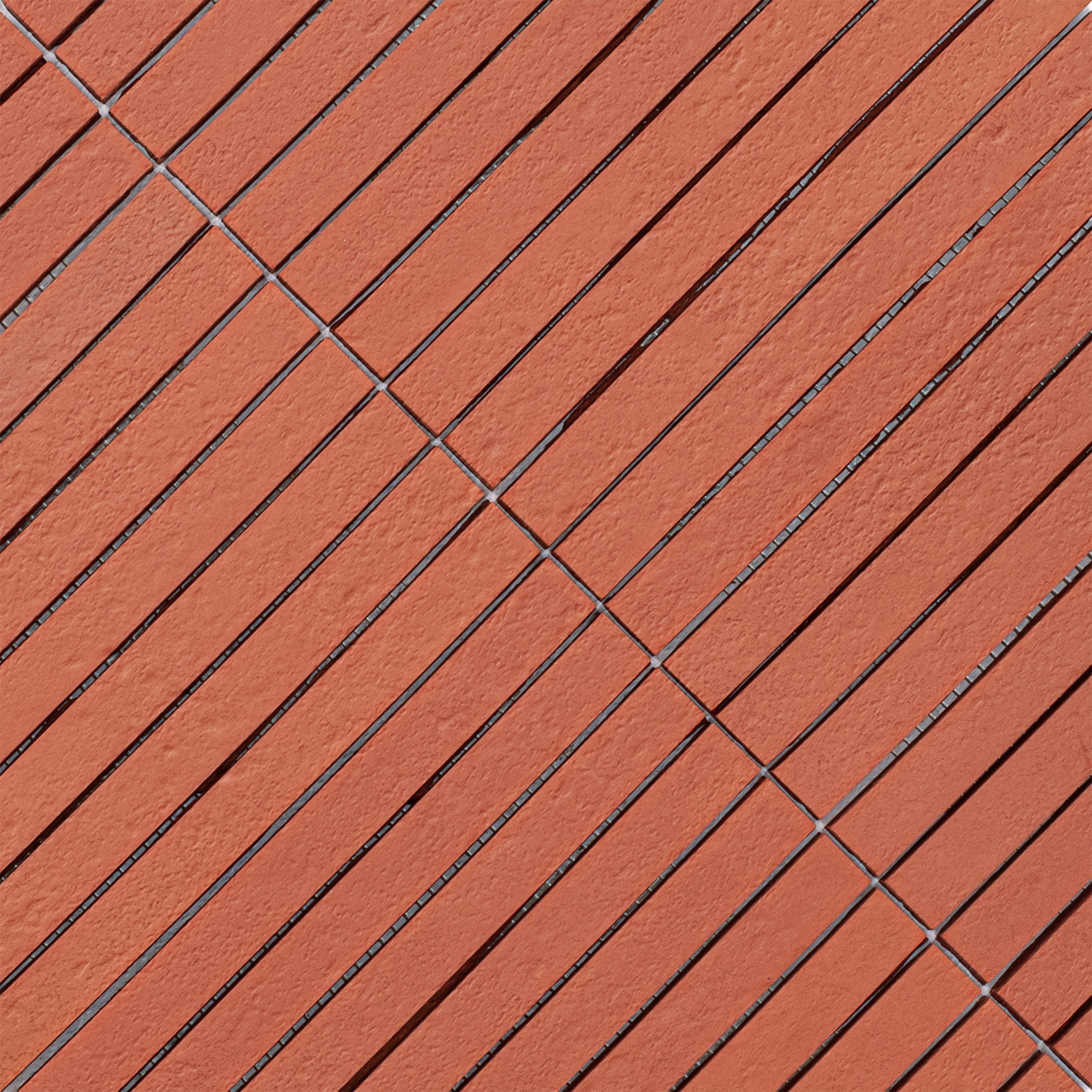 Rosso Stripes Textured Terracotta Mosaic in orange and red striped terracotta from Cotto Colors Terracotta Tile collection