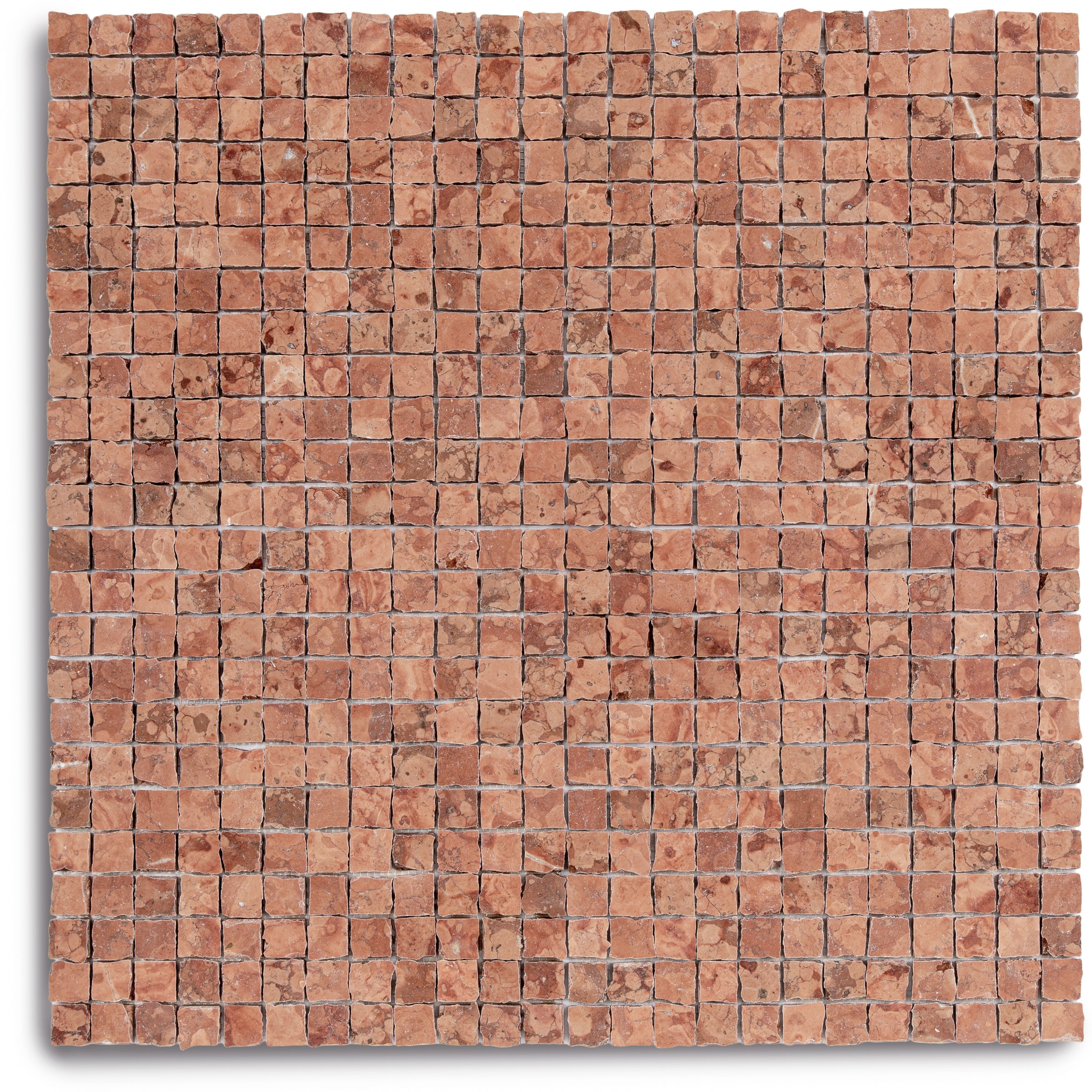 Rosso Verona 1x1 Hand Chipped Marble Mosaic featuring bronze and red tones from Marble Tiles Stone New Arrivals collection