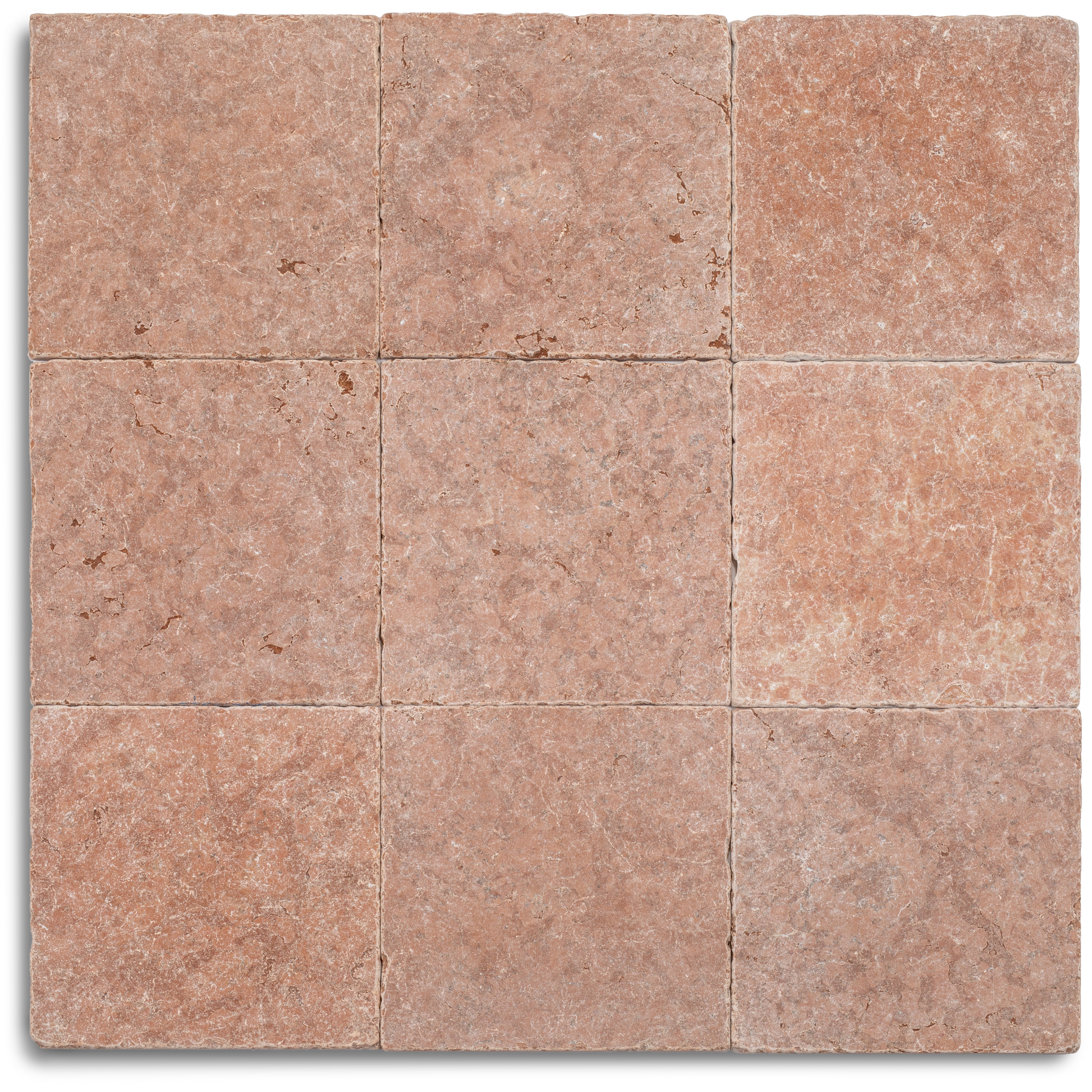 Tumbled Asiago Stone Tile in red, pink, and white tones with natural stone texture from New Arrivals collection