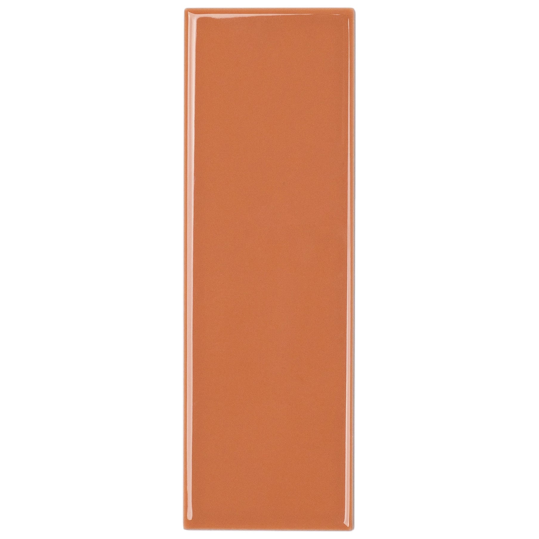 Orange 2x6 Gloss Porcelain Tile Sample in a warm hue, part of the Porcelain SAMPLES ONLY collection, globally sourced.
