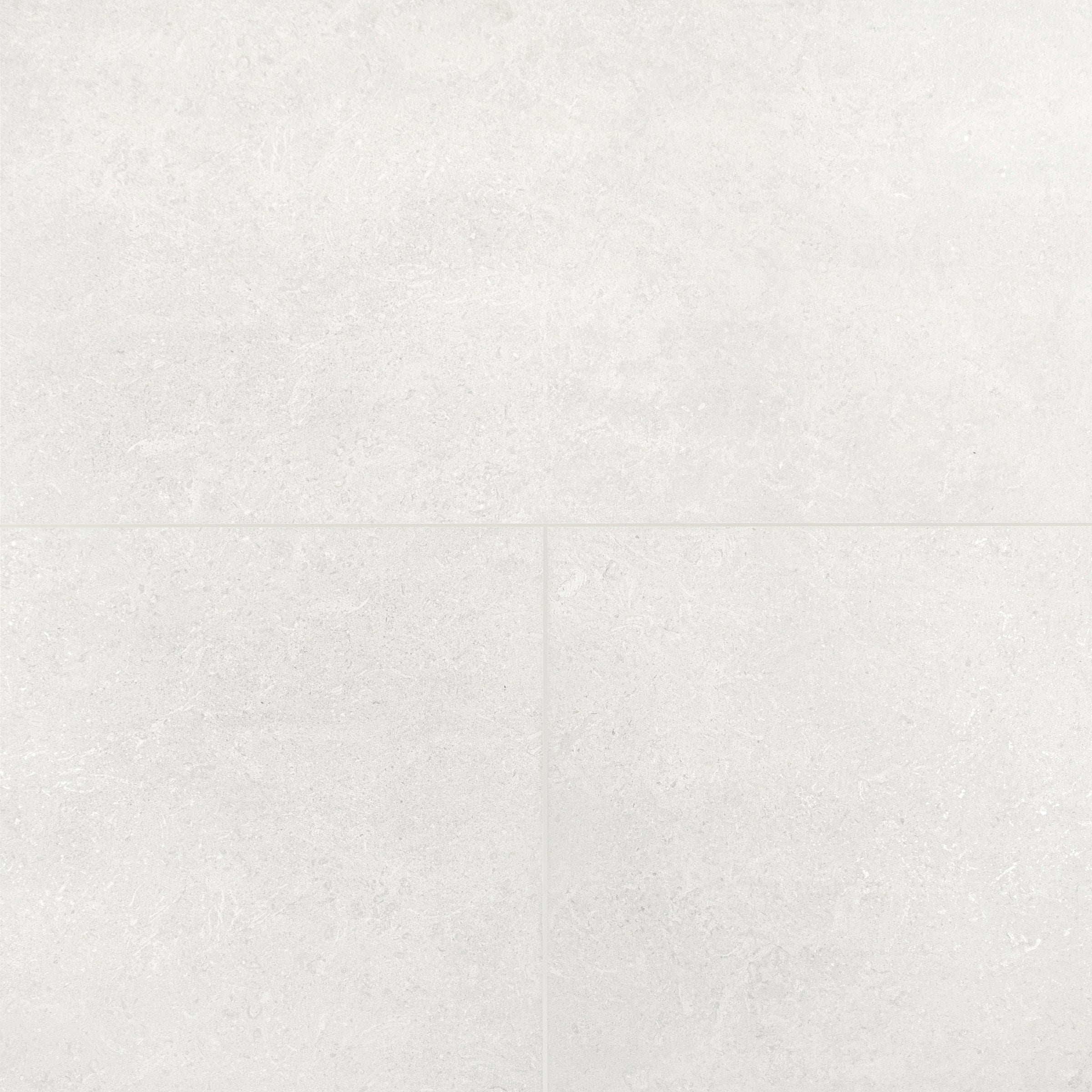 Silver Limestone Look 3D Matte Porcelain Tile in refined grey-white with subtle fossil texture from Stone Editions Porcelain Tile at Reno Source