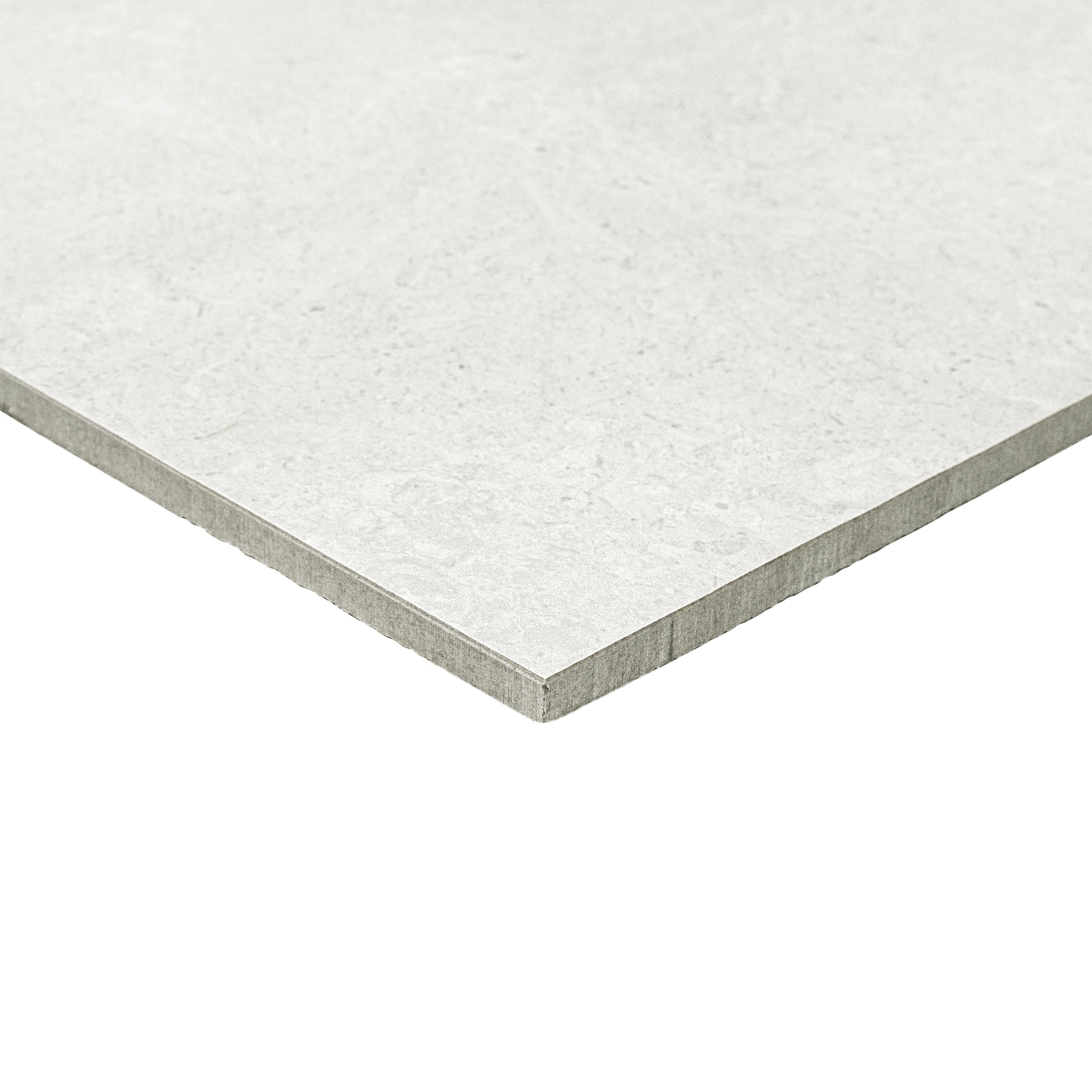 Silver Limestone Look 3D Matte Porcelain Tile in silver pattern with subtle fossil texture from Stone Editions Porcelain Tile