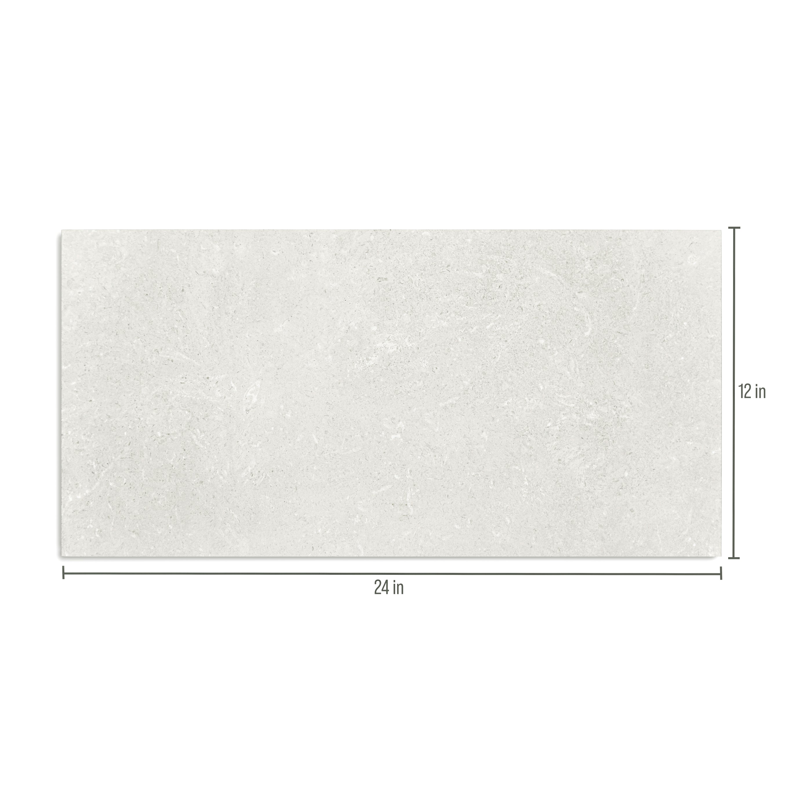 Silver Limestone Look 3D Matte Porcelain Tile in silver tone with soft fossil texture from Stone Editions Porcelain Tile