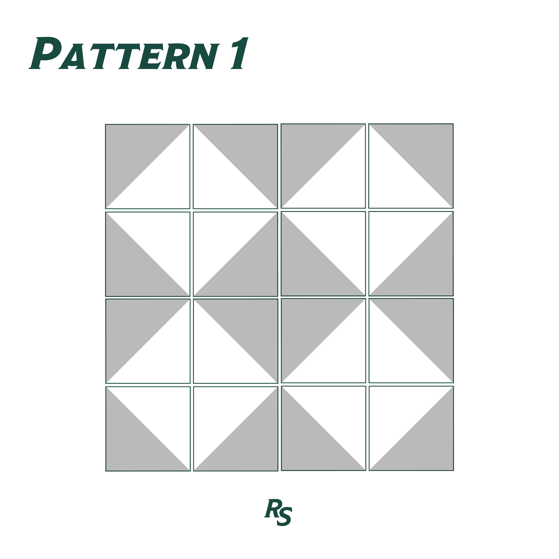 Grid of square tiles with alternating diagonal halves in light and dark shades creating a symmetrical geometric pattern