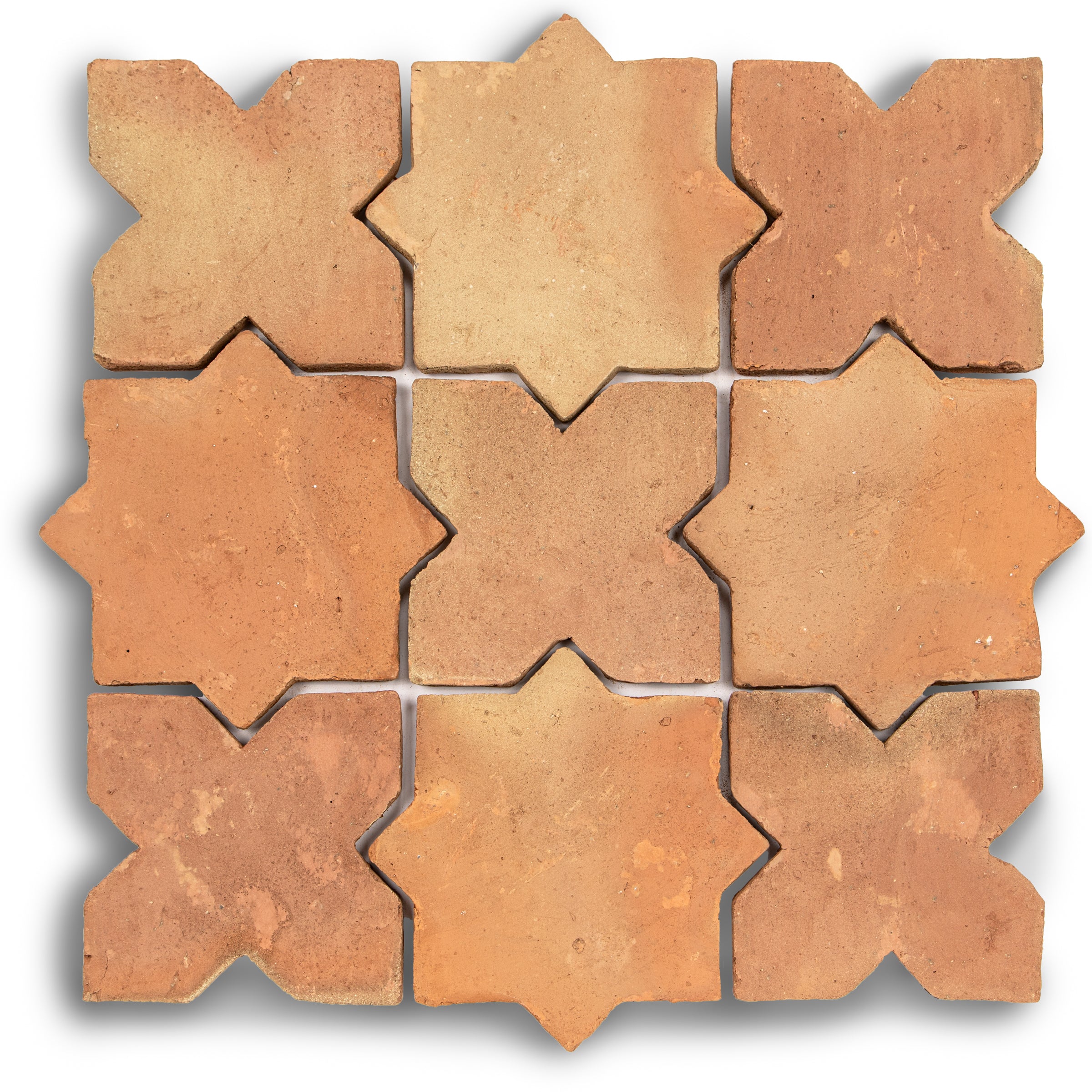Star & Cross Classic Terracotta Tile in warm terracotta clay, Small Format Tiles collection, Handmade Terracotta Tiles, globally sourced for your imagination