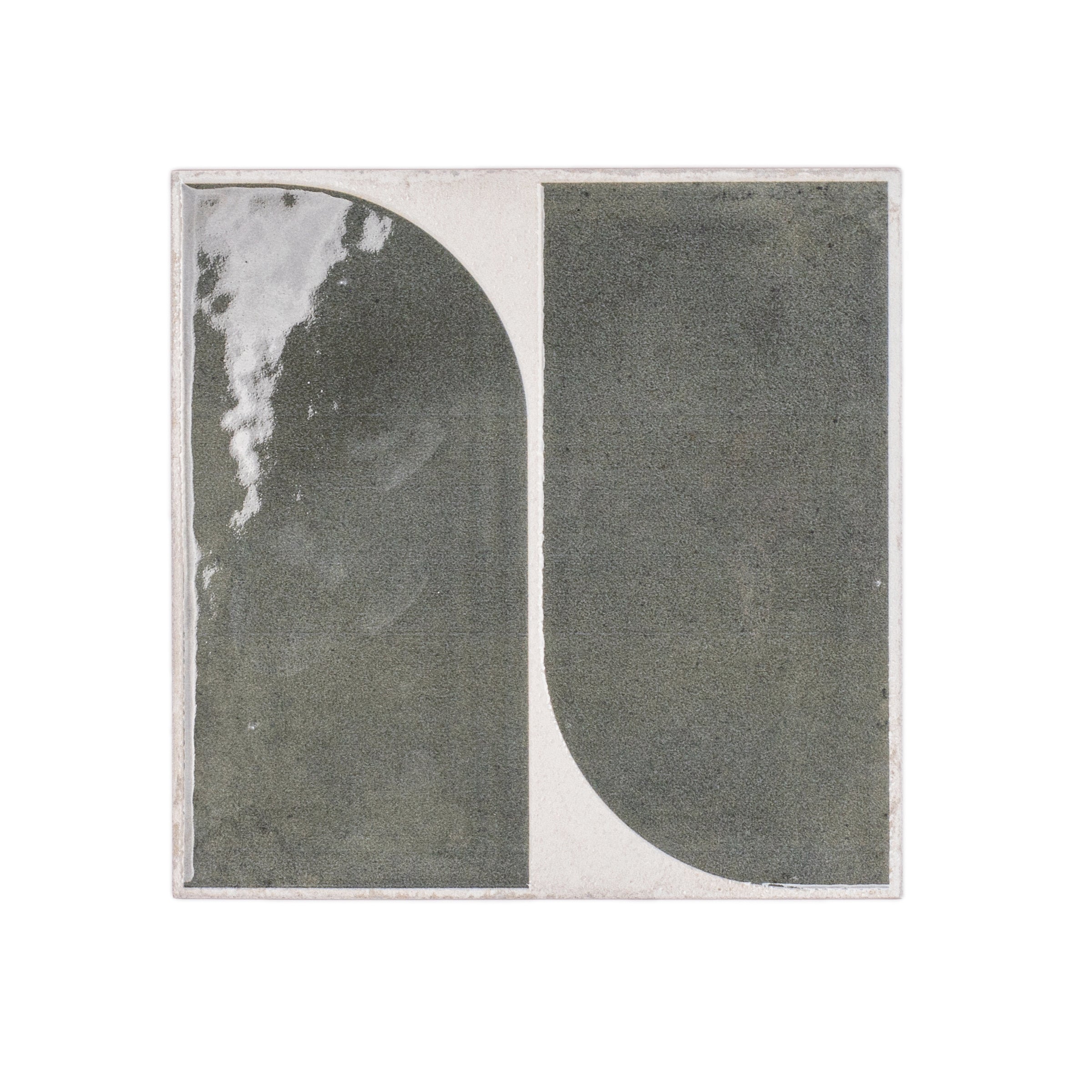 Tracks Gloss Porcelain Tile Sample with green and white geometric design from Porcelain SAMPLES ONLY collection
