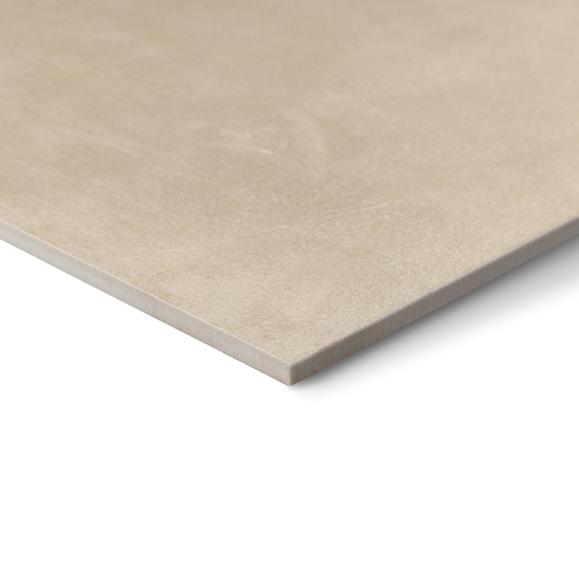 Close-up of a beige tile slab with a subtle stone-like textured surface