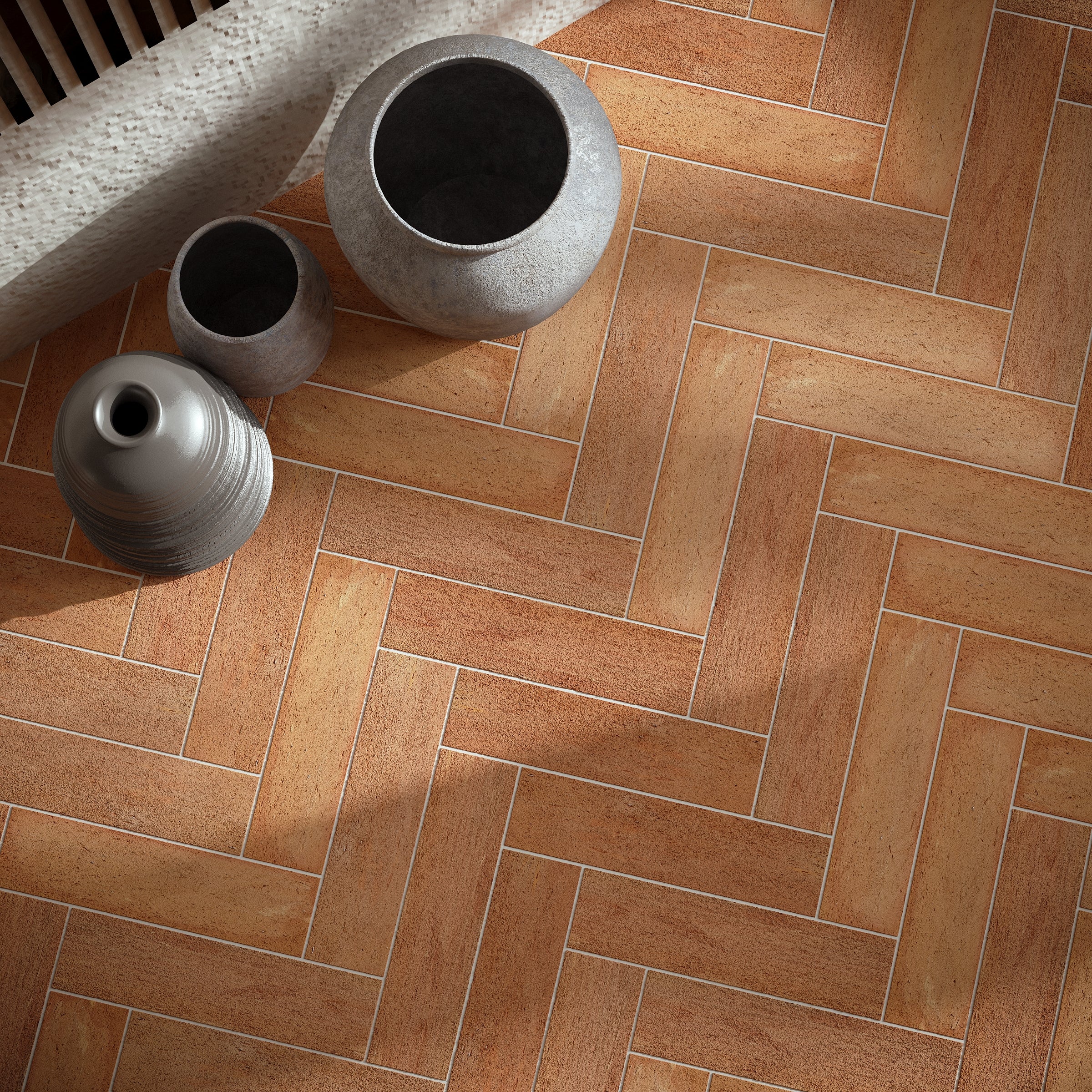 Classic Textured Terracotta Tile in warm brown tones with natural texture from Small Format Tiles and Handmade Terracotta Tiles collections