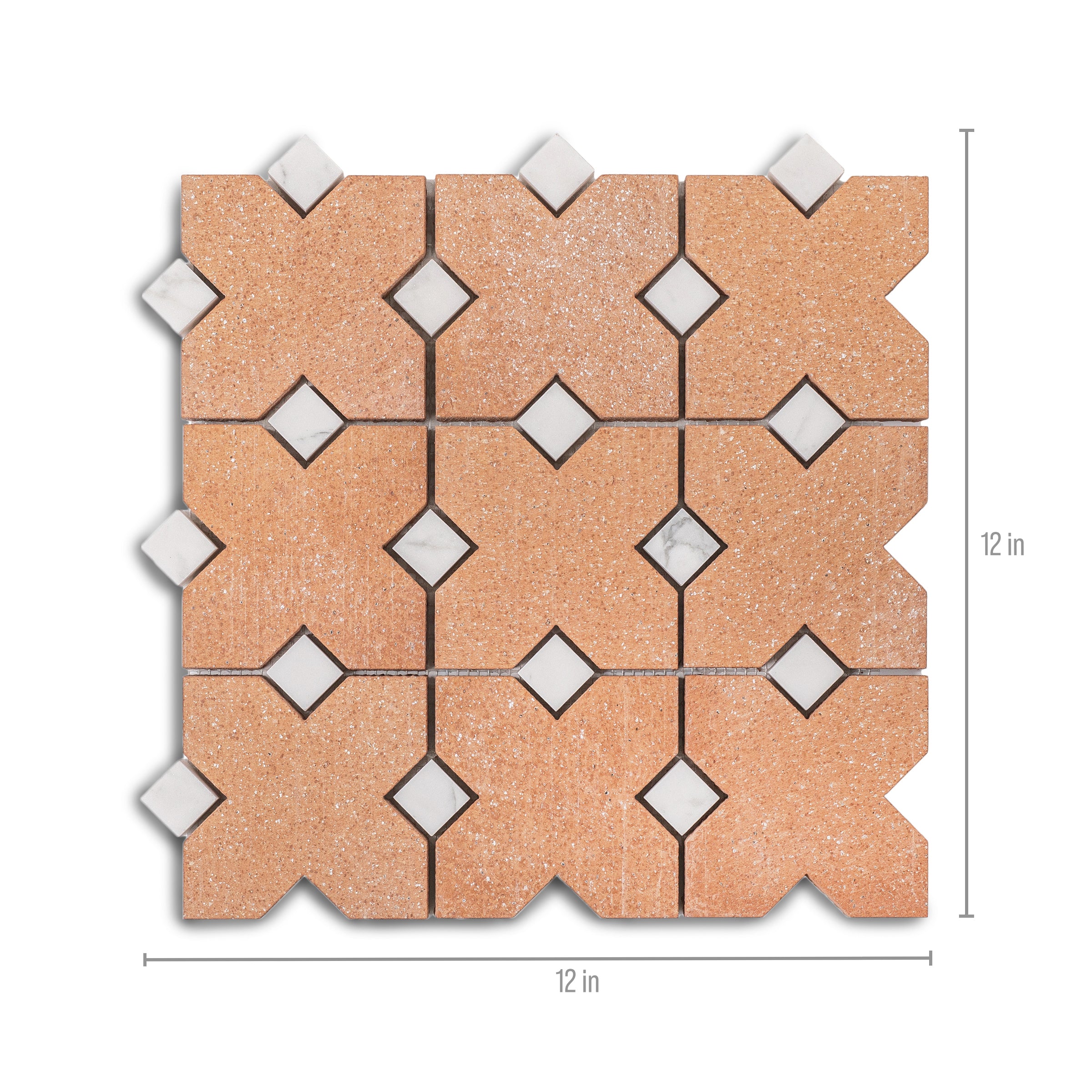 Terracotta Cross Statuario Inset Mosaic