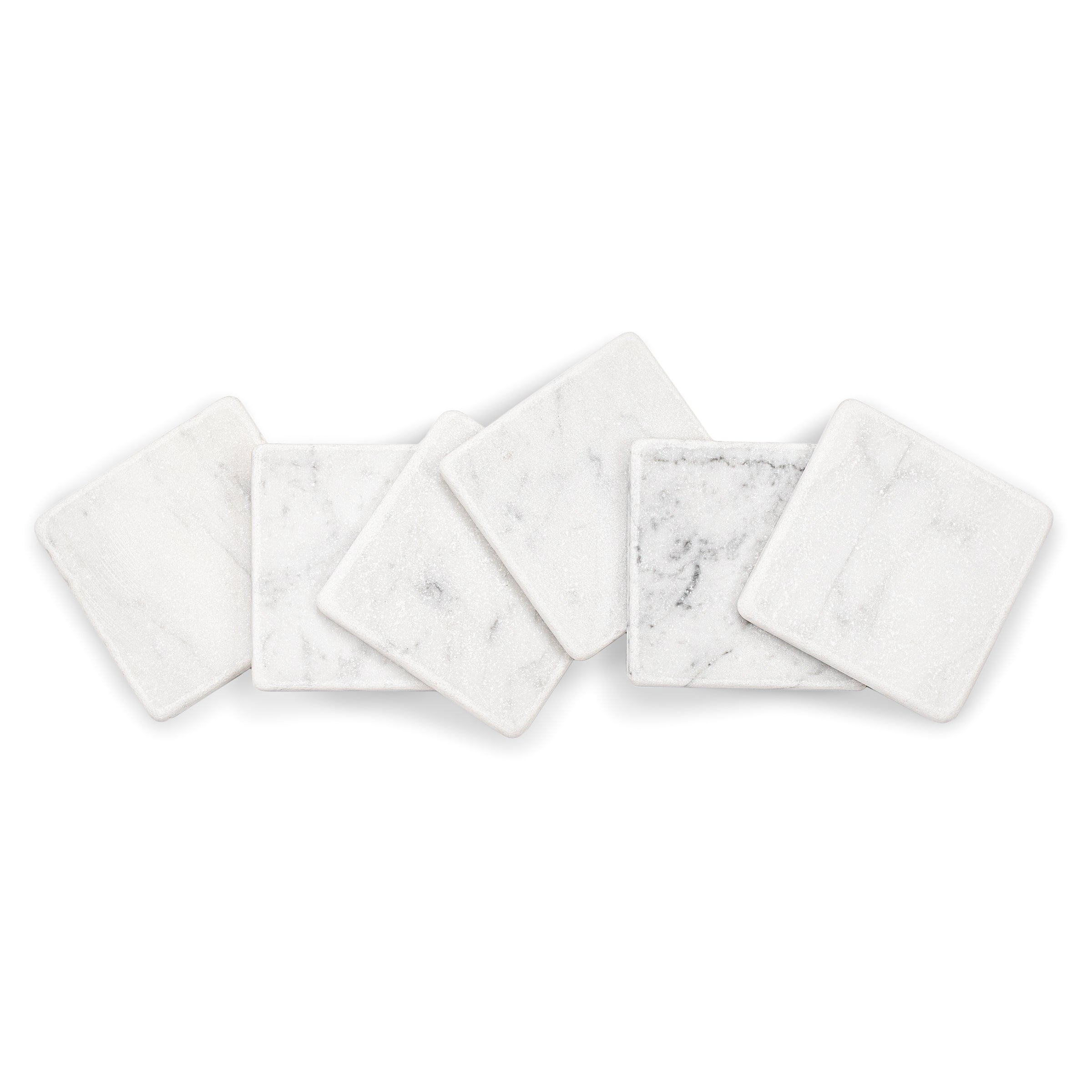 Carrara 4x4 Tumbled Marble Tile in white and gray tones from Tumbled Natural Stone Tiles, Stone, New Arrivals collections