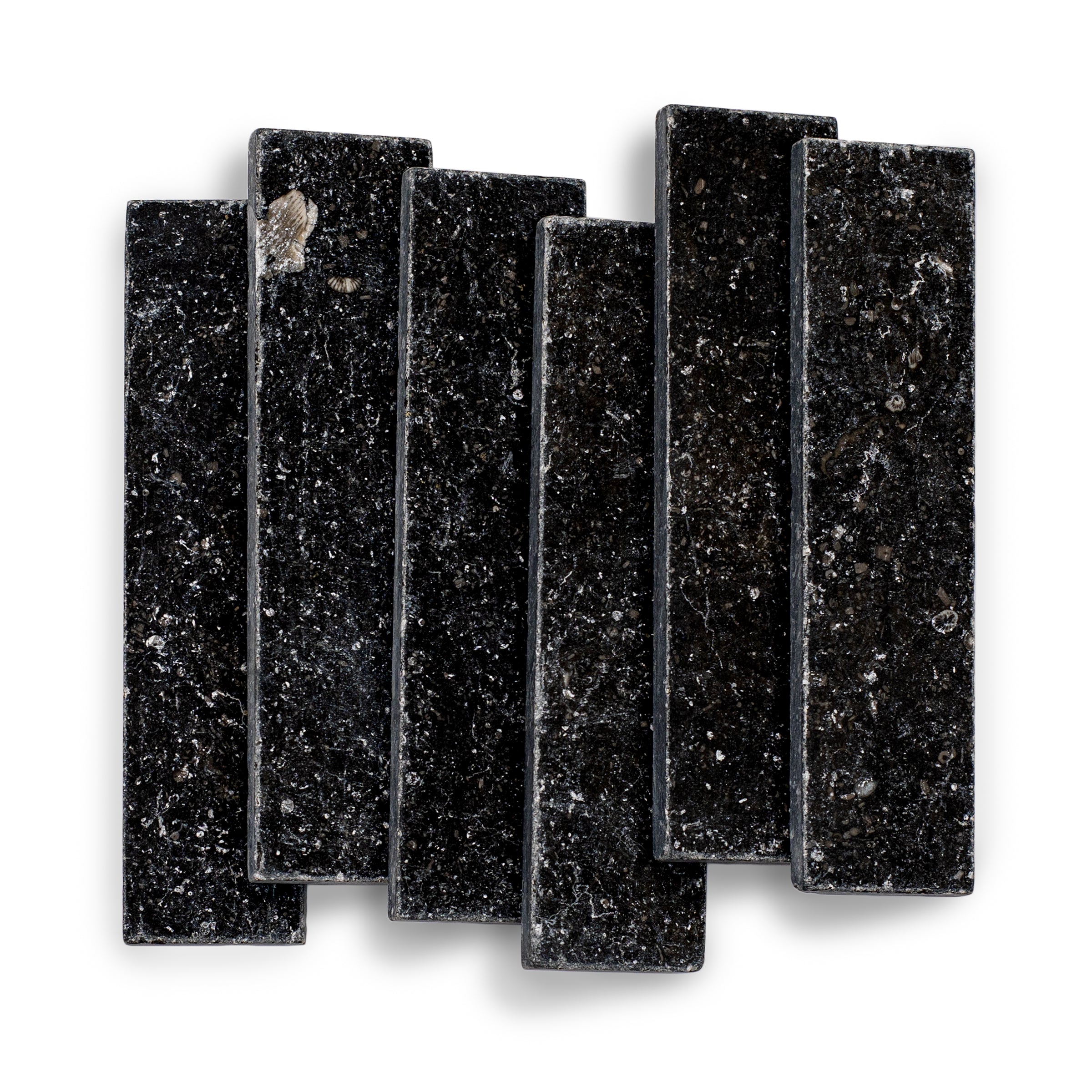 Belgian Blue 2x8 Tumbled Marble Tile in black with cool blue undertones from Tumbled Natural Stone Tiles Stone New Arrivals