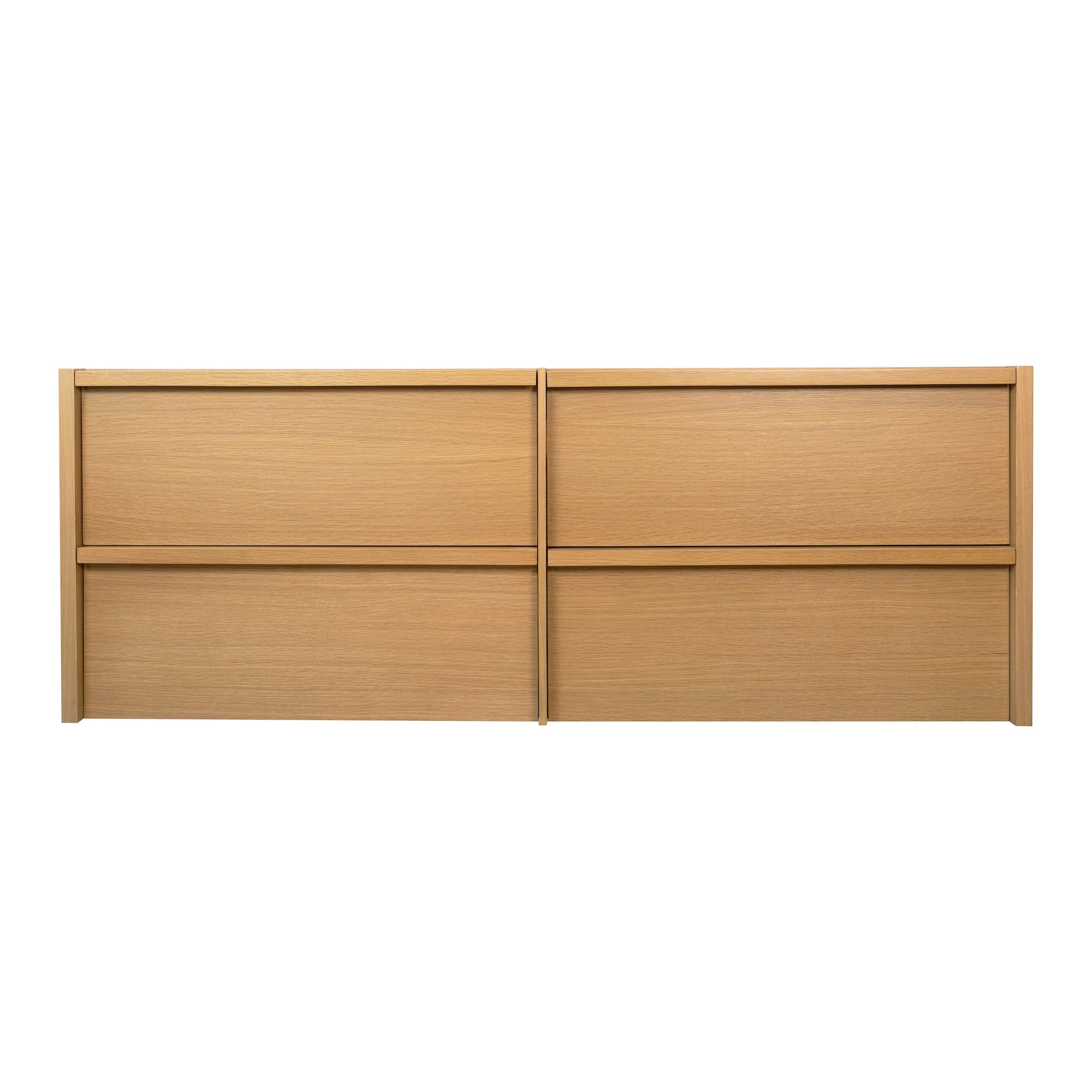 The Dune Bathroom Vanity in beige and brown with four flush drawer fronts in Harvest Oak from New Arrivals collection