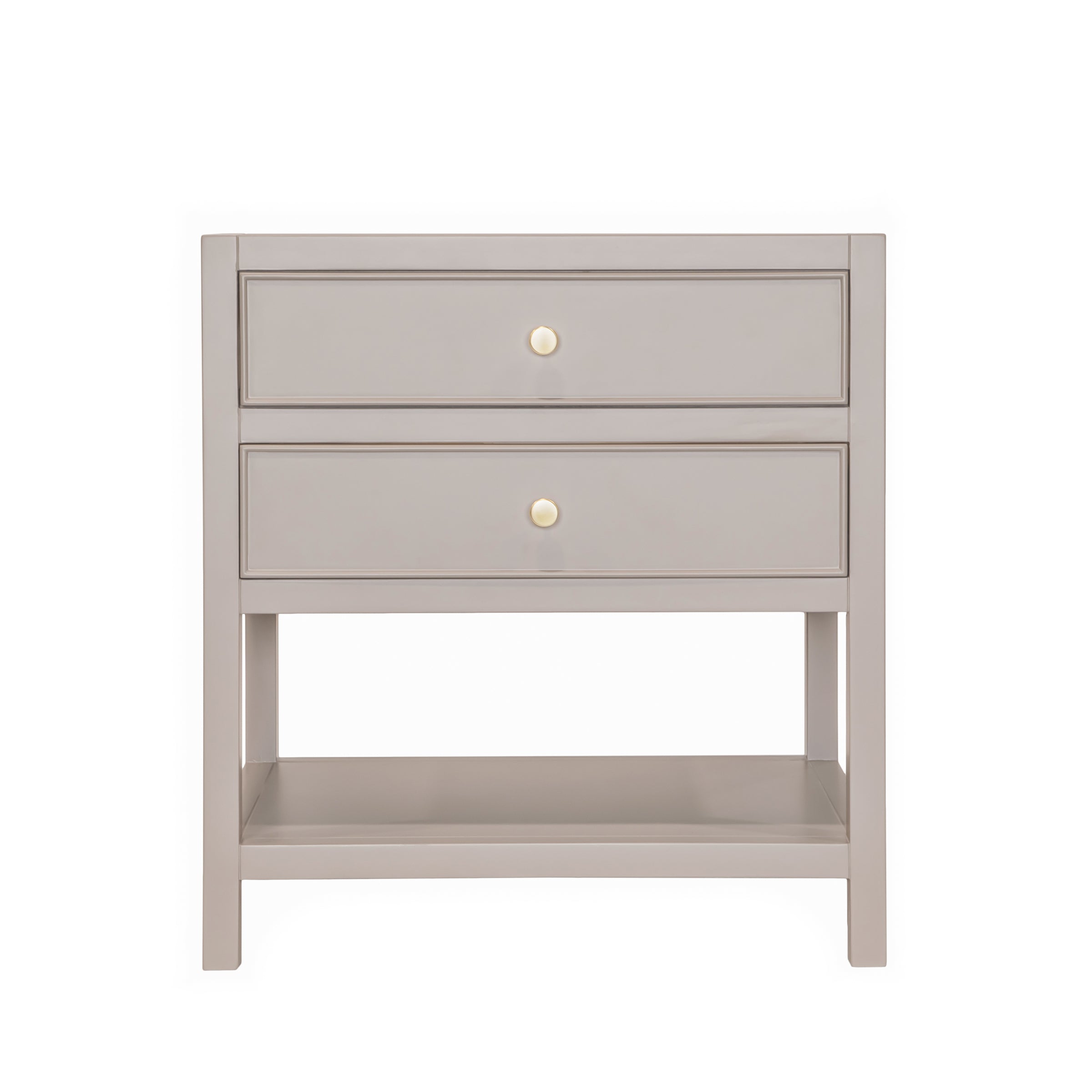 Type 6 Bathroom Vanity in taupe with two drawers and an open shelf, part of New Arrivals and Bathroom Vanities collections