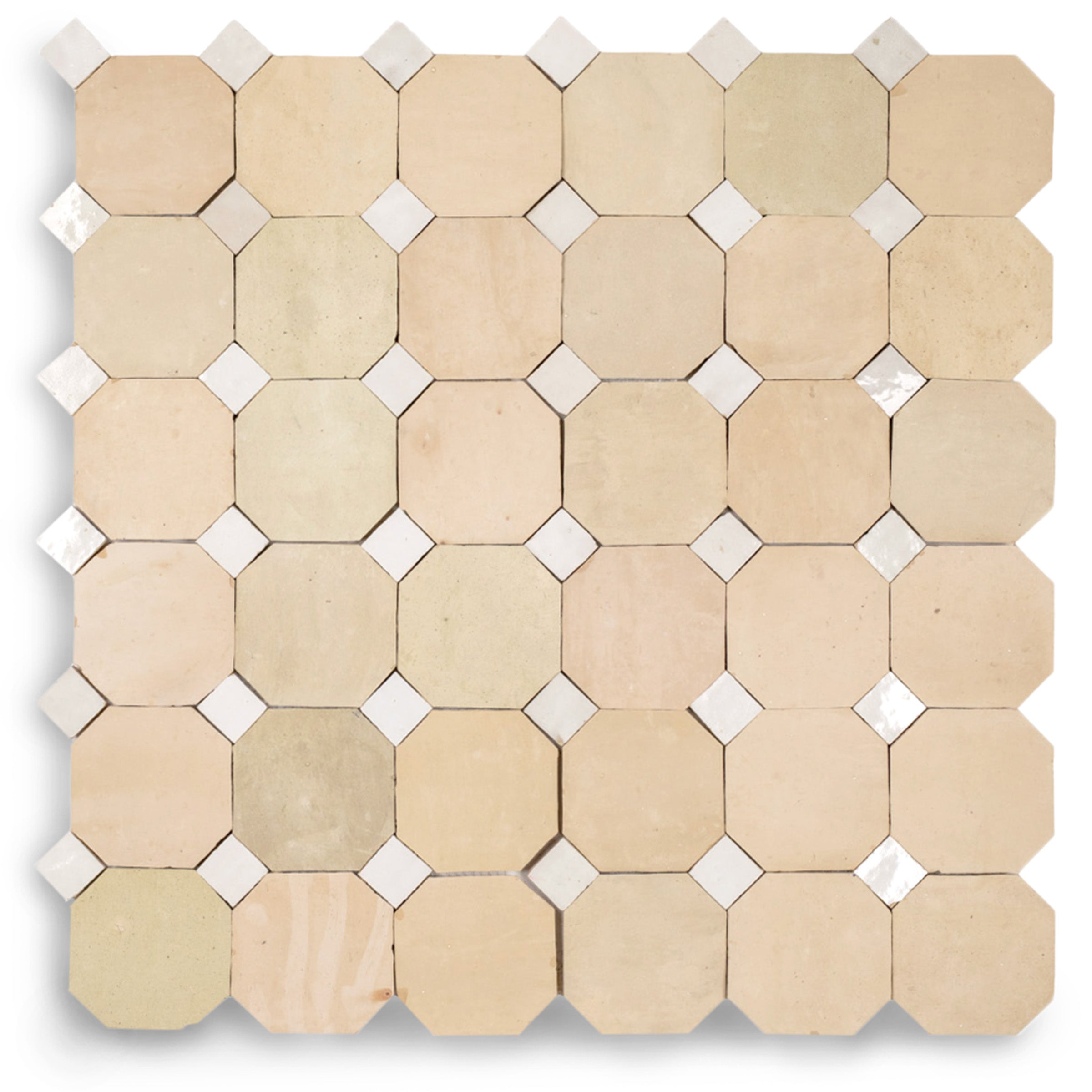 Unglazed & White Octagon Zellige Mosaic in beige and white terracotta from Handmade Moroccan Zellige Tiles and New Arrivals collections
