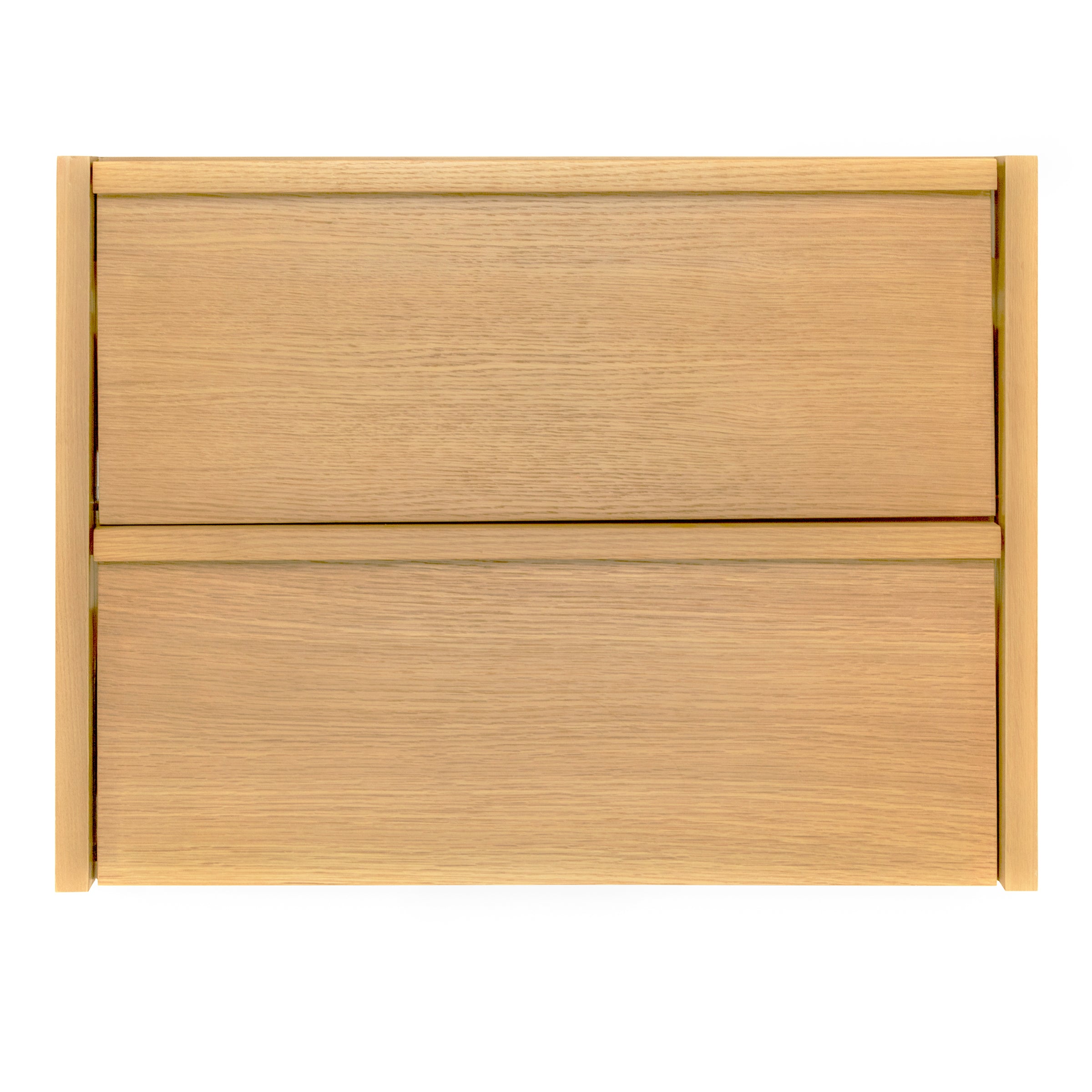 The Dune Bathroom Vanity in beige and brown with flush drawer fronts and integrated pulls from Bathroom Vanities collection