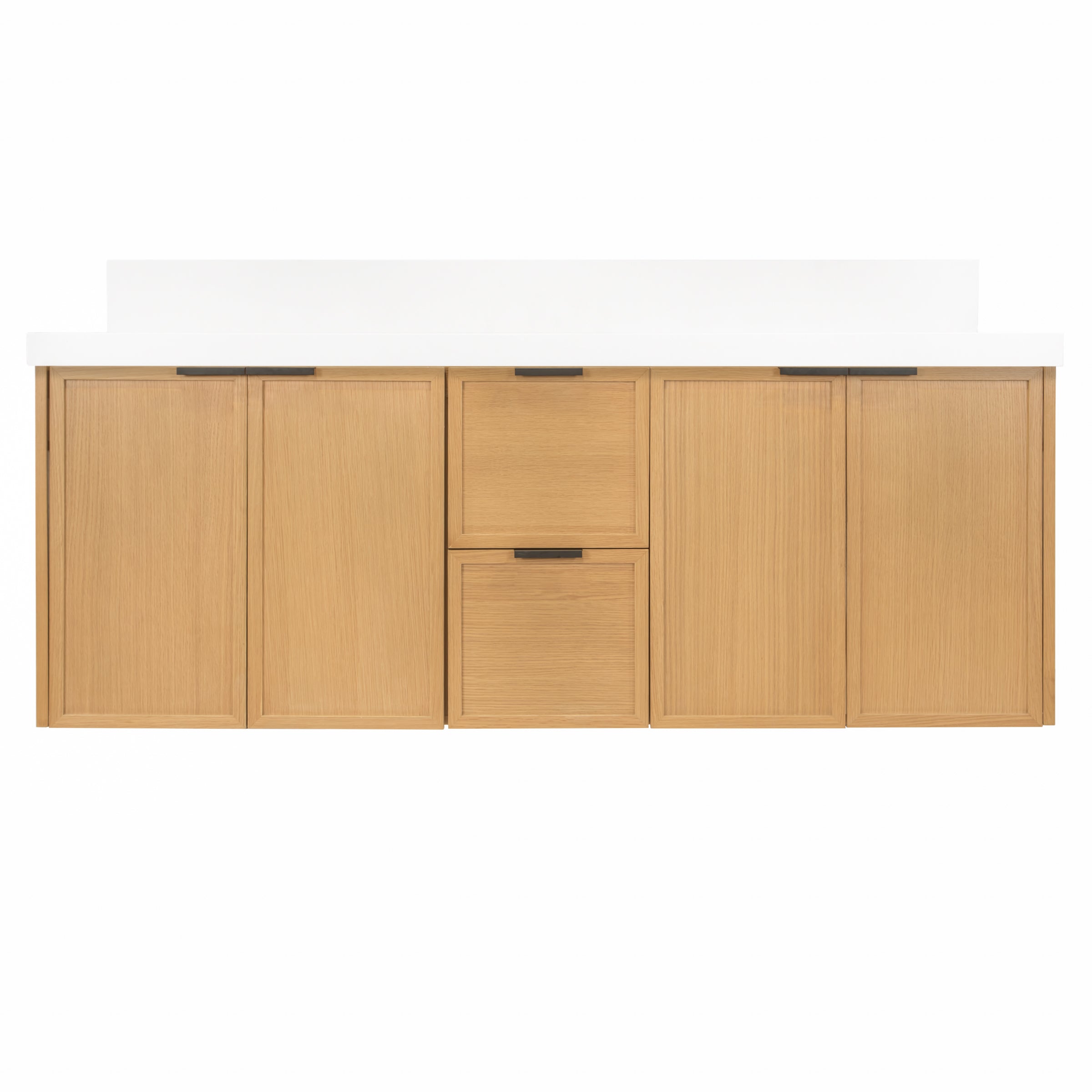 The Strand Bathroom Vanity in brown with floating European design and soft close hardware from Bathroom Vanities collection