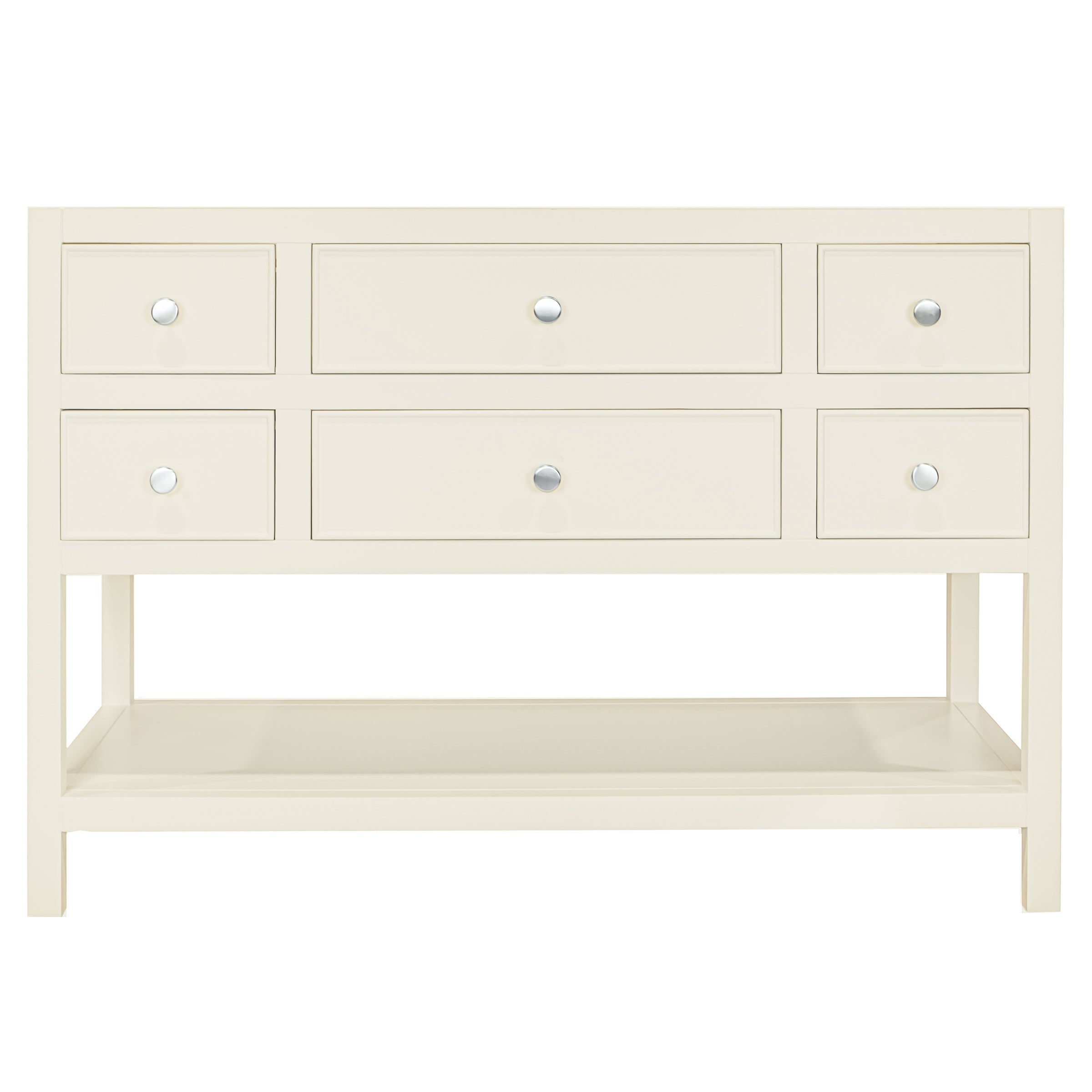 Type 6 Bathroom Vanity in plaster taupe with drawers and open shelf, new arrival in Bathroom Vanities collection.