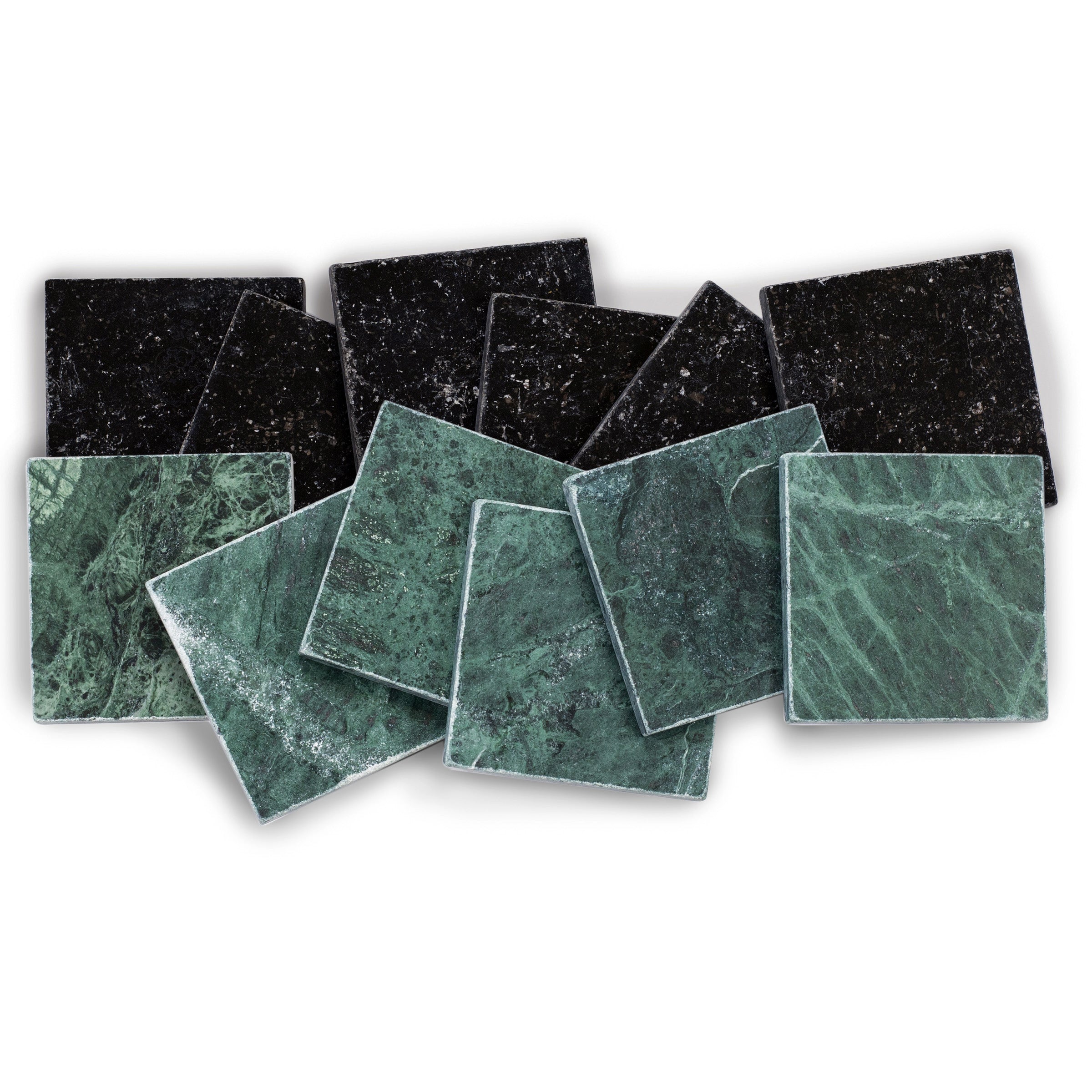 Verde Guatemala Belgian Blue Tumbled Stone Checkerboard green and black marble tile from Tumbled Natural Stone Tiles collection