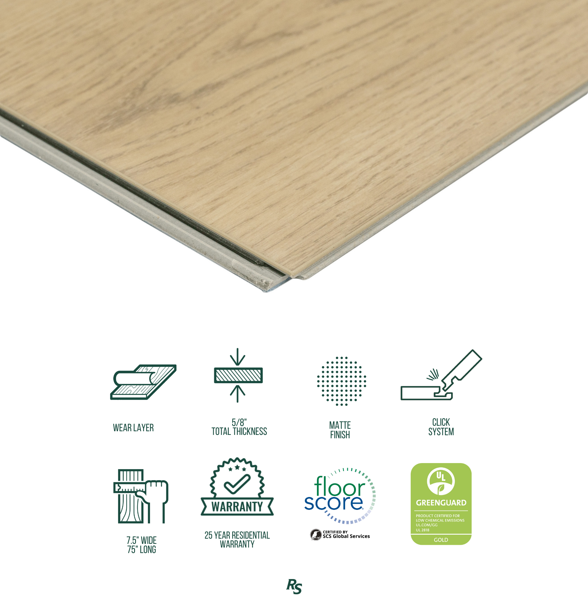 No. 7 9x60 Rigid Core Vinyl Flooring in beige and brown vinyl with sandy oak grain from Vinyl Floor and New Arrivals collections