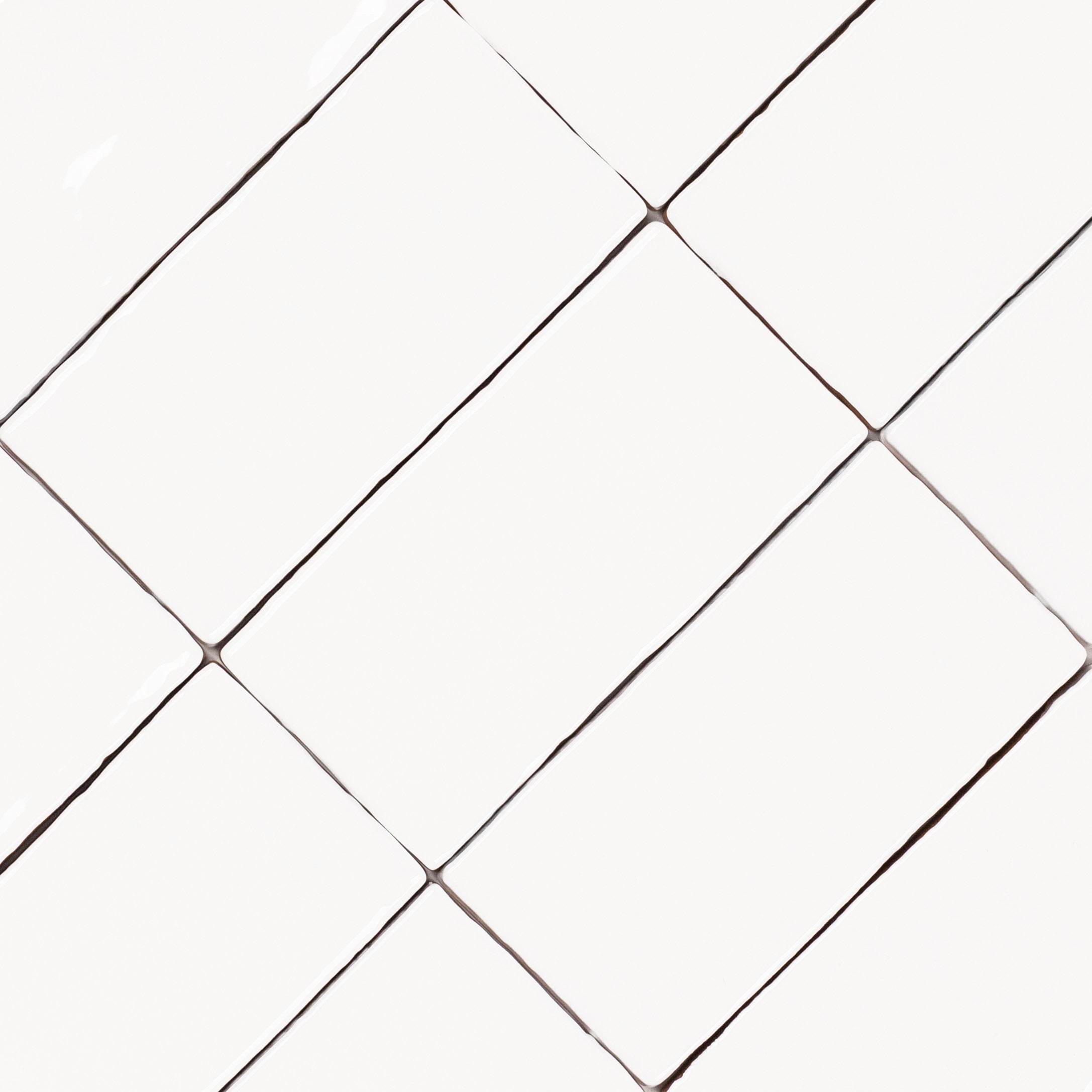 White 3x6 Glossy Ceramic Tile with bright white gloss and slightly undulating edges from Seville Glossy Ceramic Tiles collection