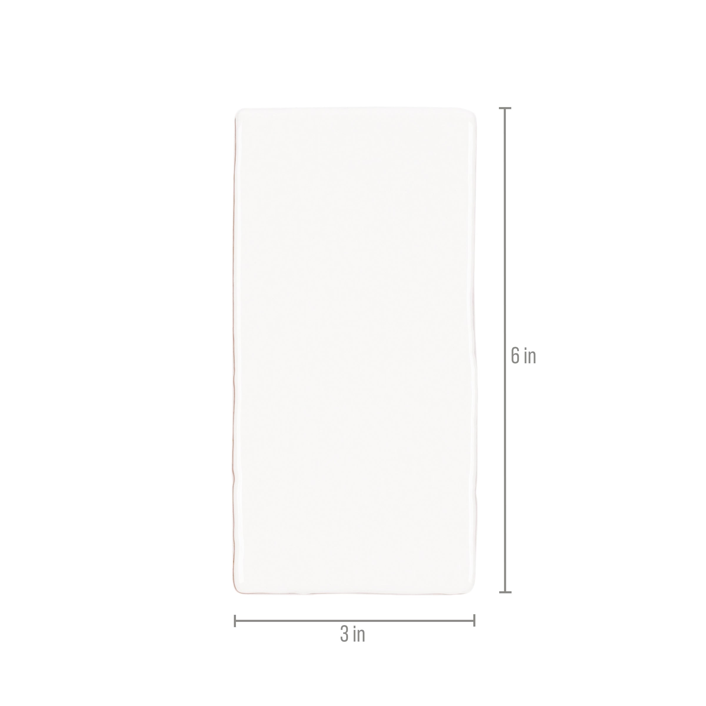 White 3x6 Glossy Ceramic Tile in bright white with gently wavy edges from Seville Glossy Ceramic Tiles collection