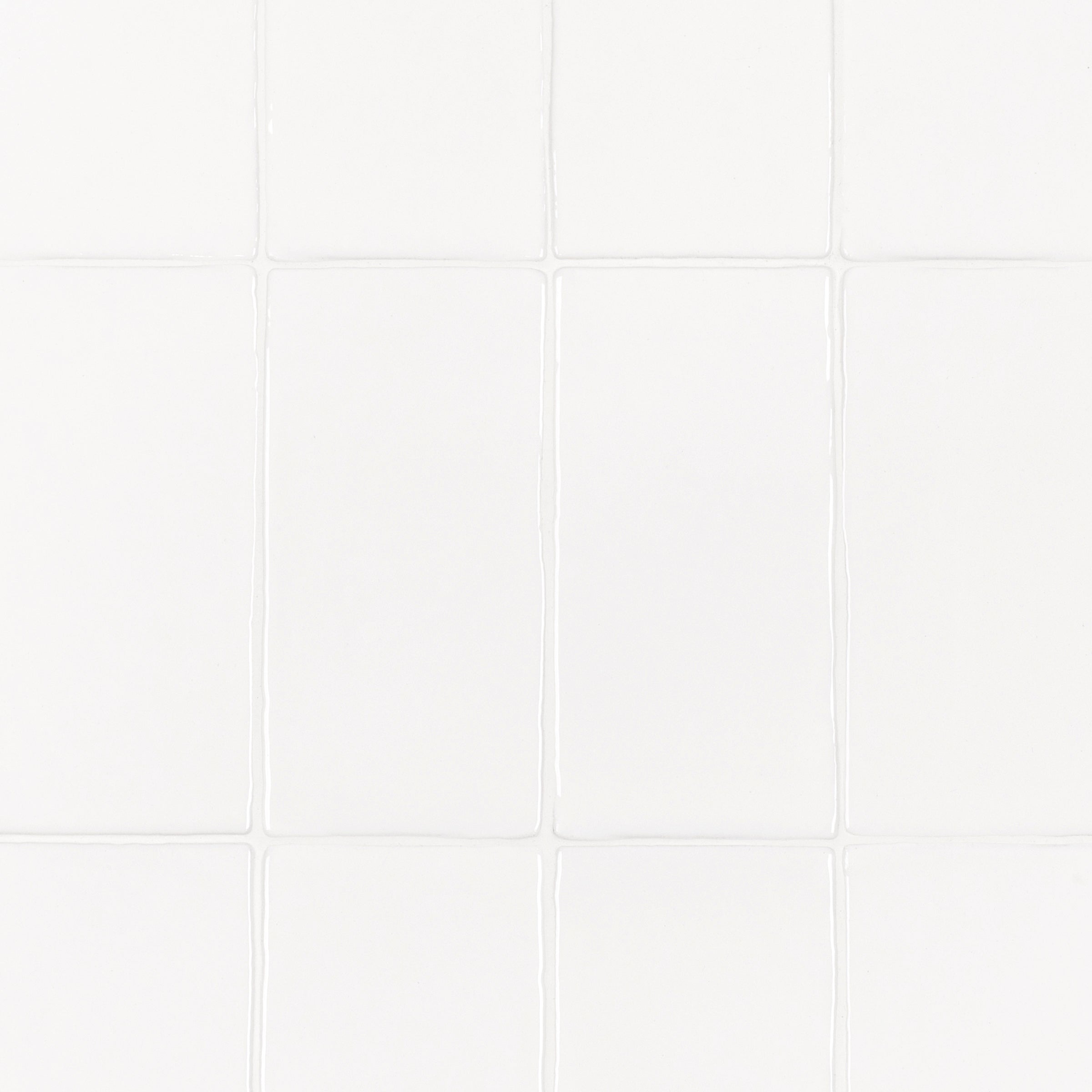 White 3x6 Glossy Ceramic Tile with bright white color, slight edge undulations, from Seville Glossy Ceramic Tiles collection