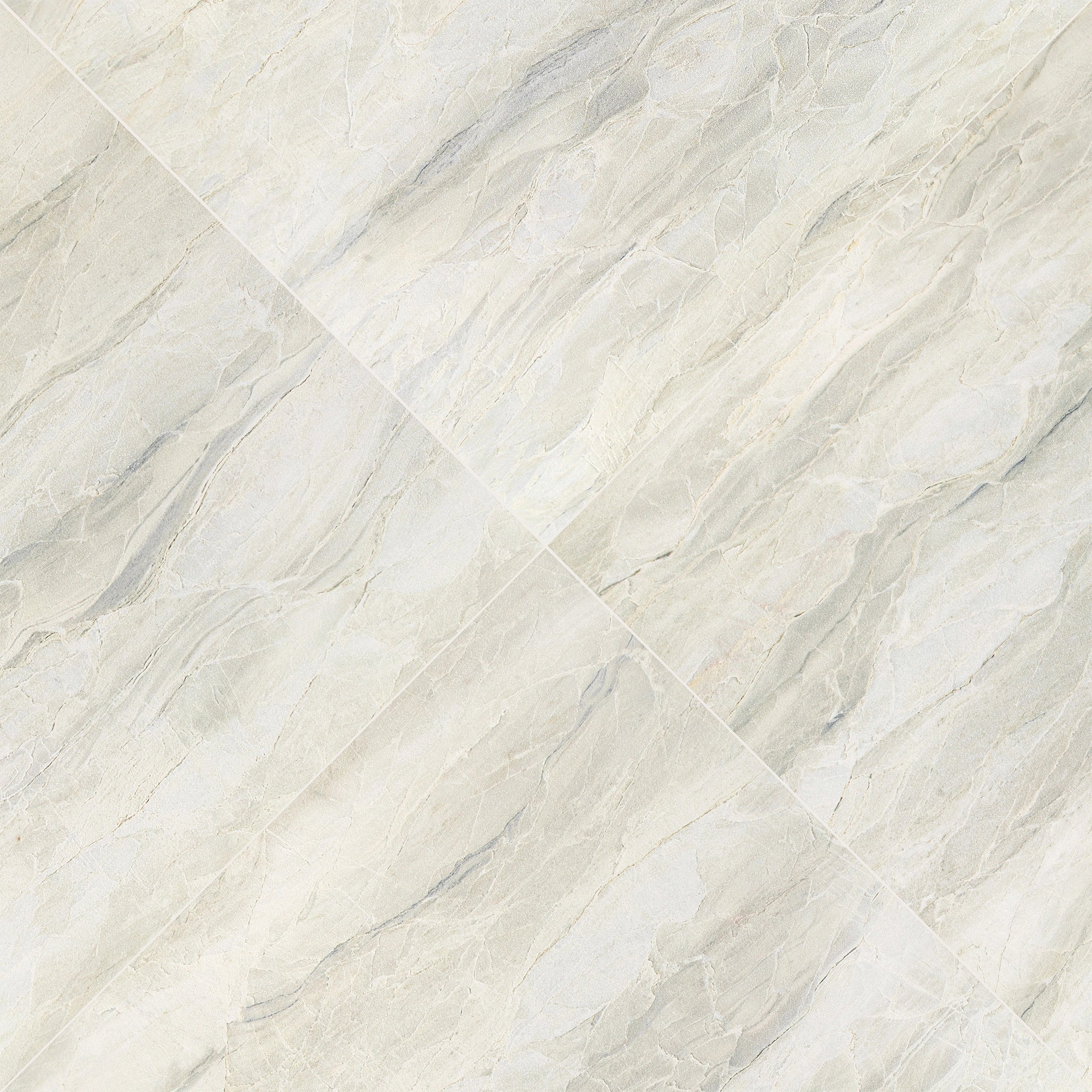 White Paradise Marble Look Porcelain Tile in large format porcelain, showcasing subtle blue and sage veining from Reno Source collections.
