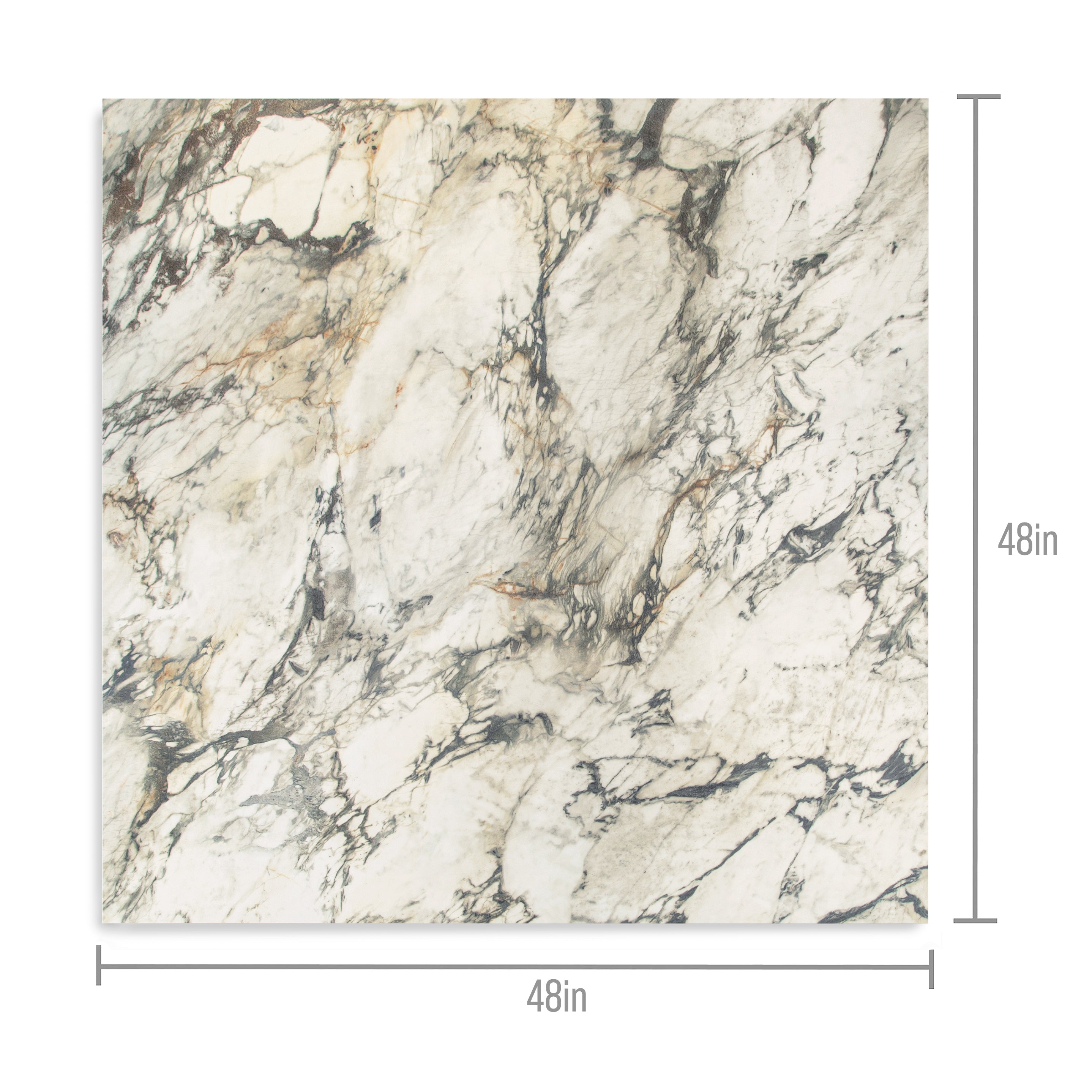 Square porcelain tile with a natural breccia pattern featuring cream, gray, and warm brown veining details