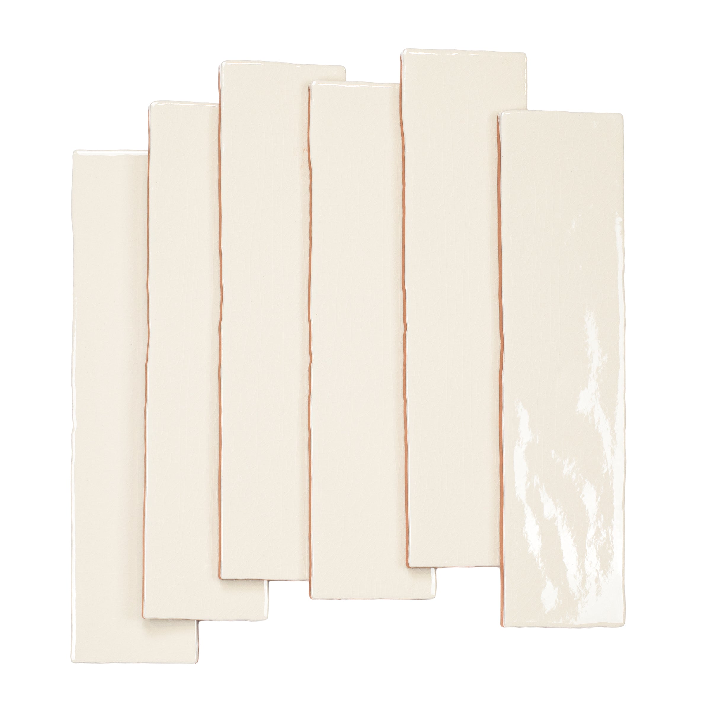 Dark White 3x12 Glossy Ceramic Tile in warm beige with subtle handcrafted edge texture from Seville Glossy Ceramic Tiles collection