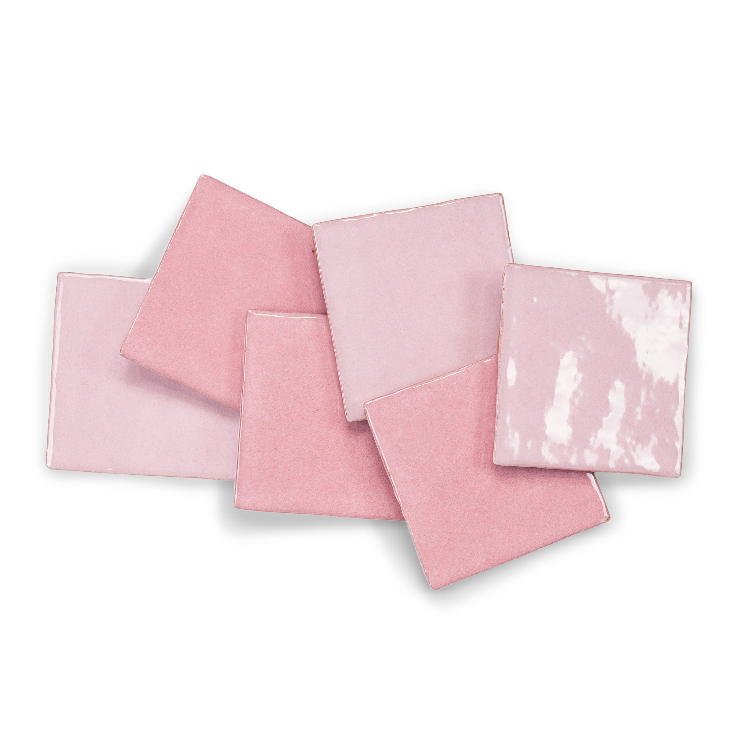 Rose Glossy Ceramic Tile in pink ceramic with handcrafted zellige style from Small Format Tiles and Zel Glazed Ceramic Tiles collections