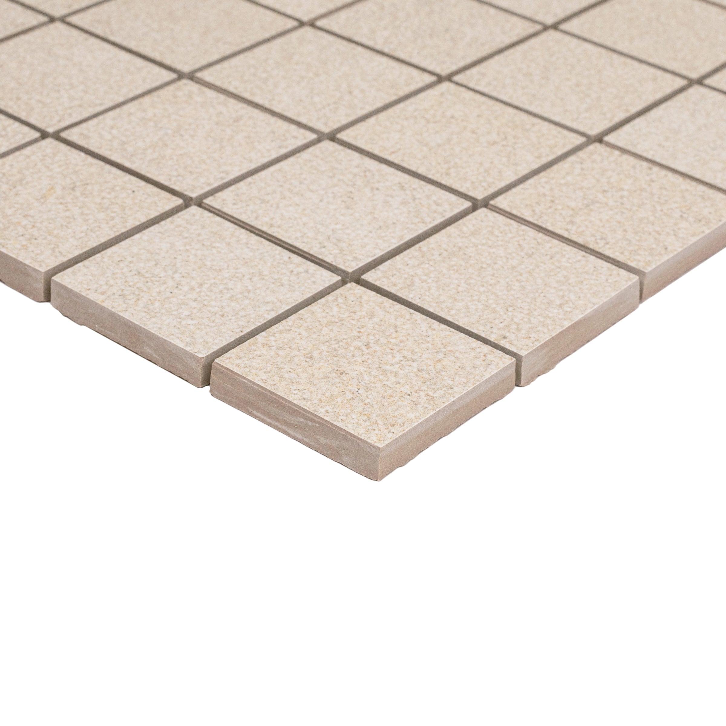 Almond Hammered Limestone Look Porcelain Mosaic Sample in neutral tones from Porcelain Large Format collection SAMPLES ONLY